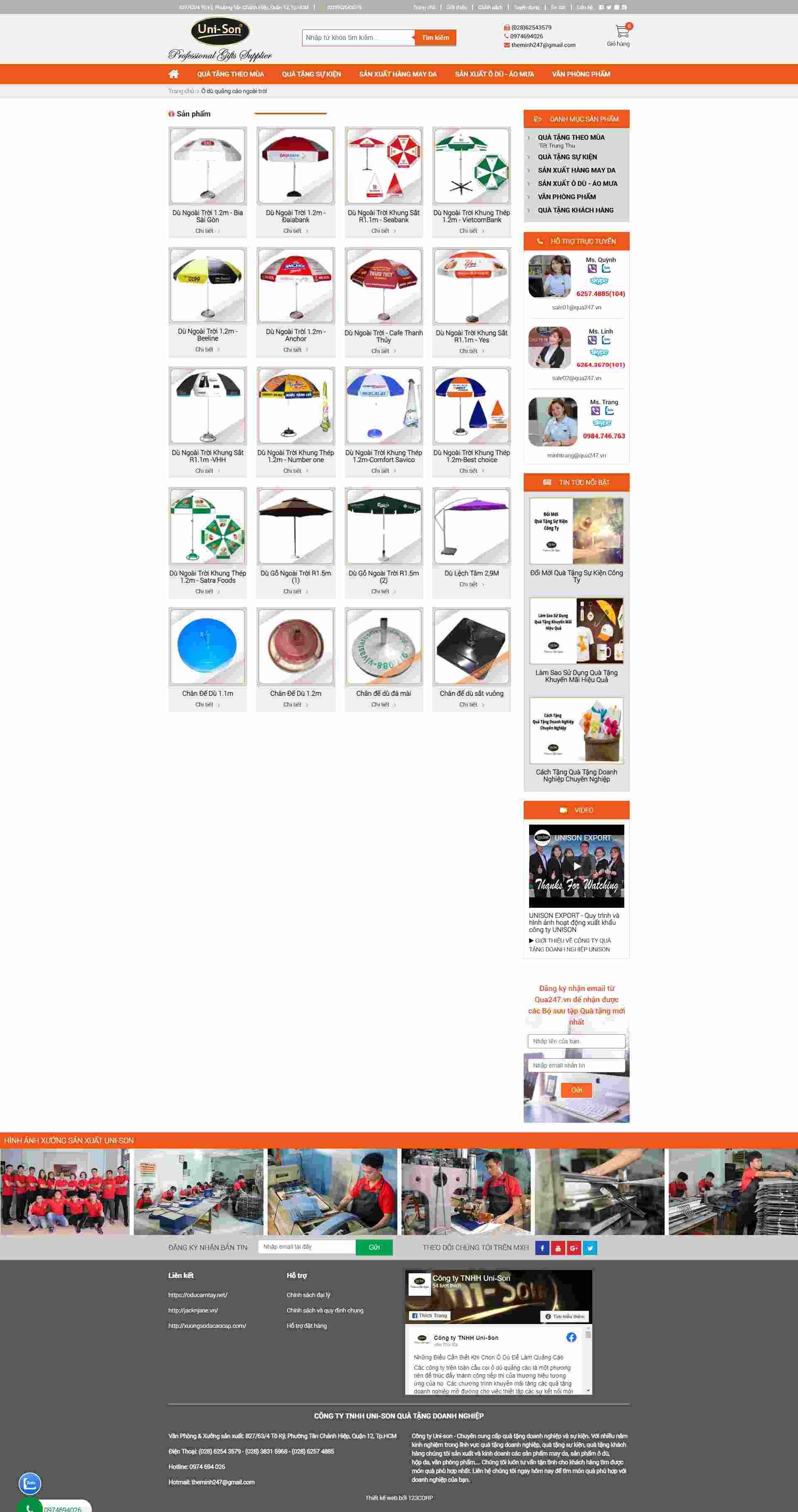 Thiết kế Website web ô dù quảng cáo - qua247vn