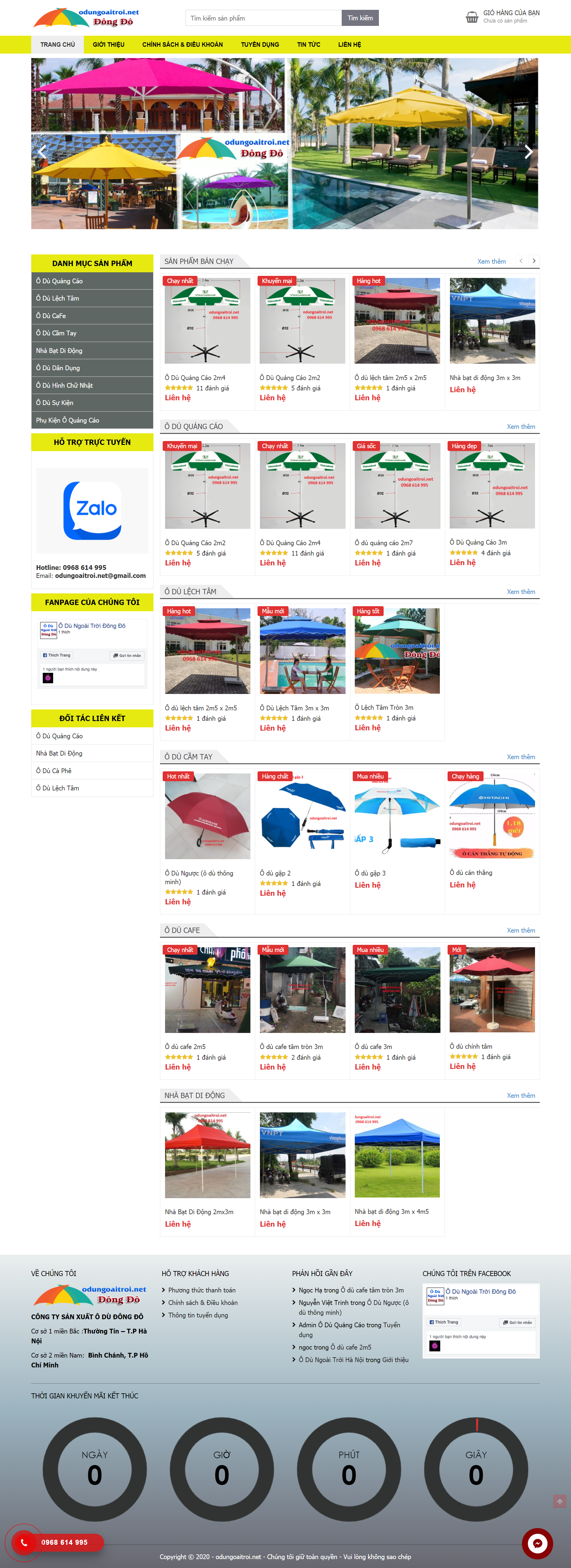 Thiết kế Website web ô dù quảng cáo - odungoaitroinet