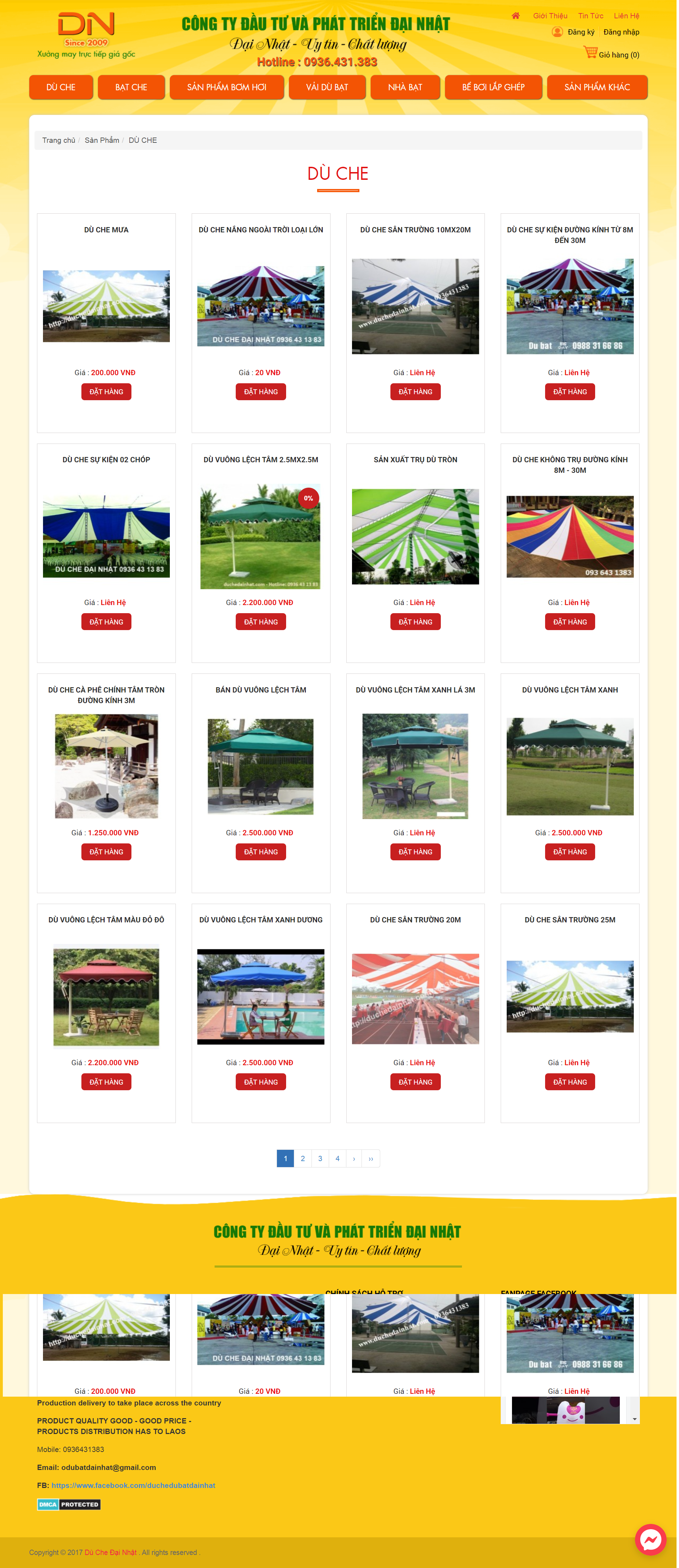 Thiết kế Website web ô dù ngoài trời - duchedainhatcom