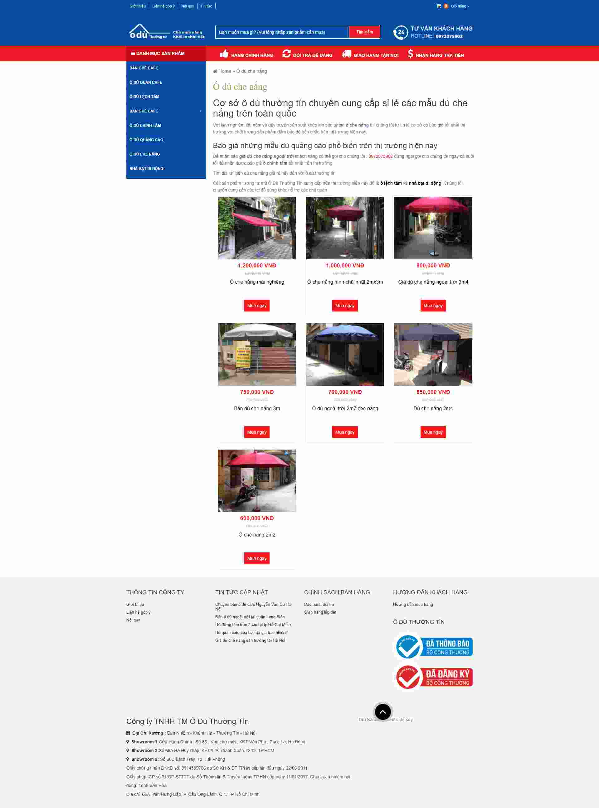 Thiết kế Website web ô dù ngoài trời - ocafenet