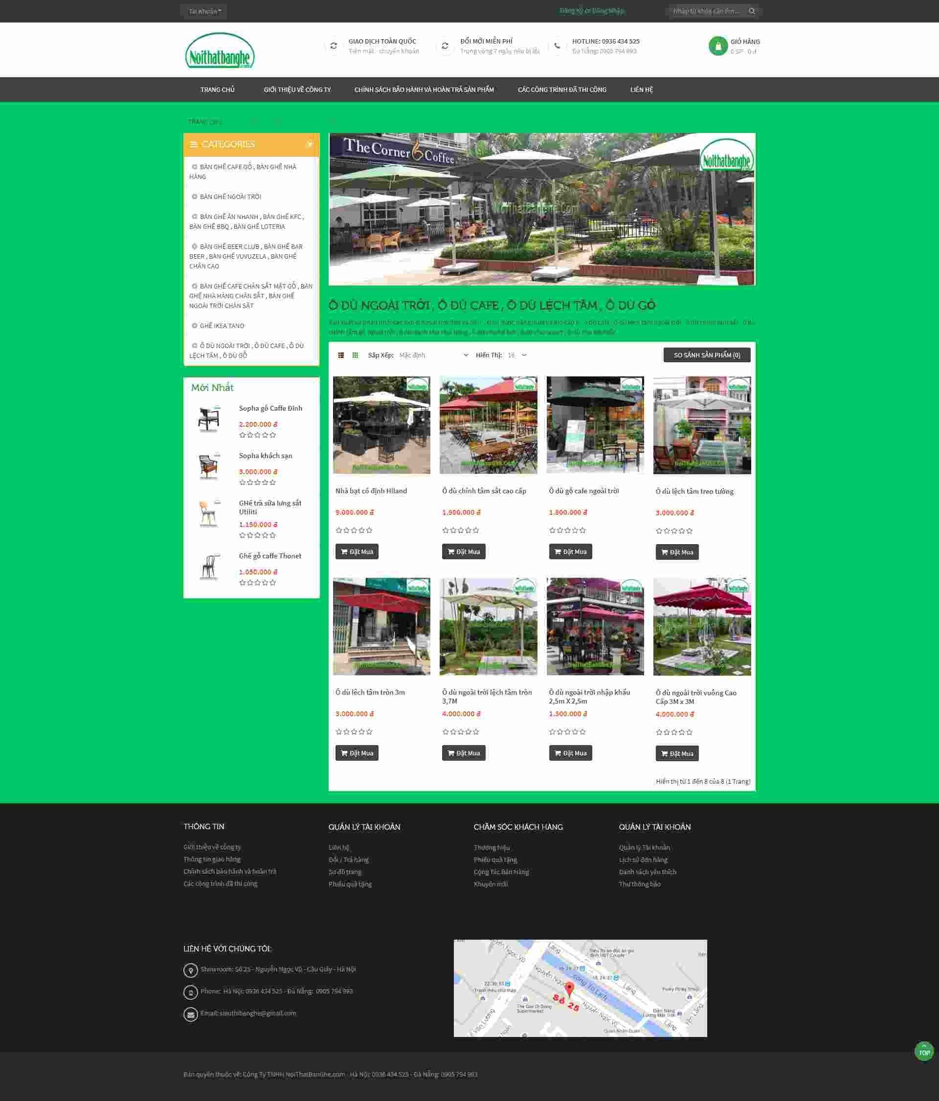 Thiết kế Website web ô dù ngoài trời - noithatbanghecom