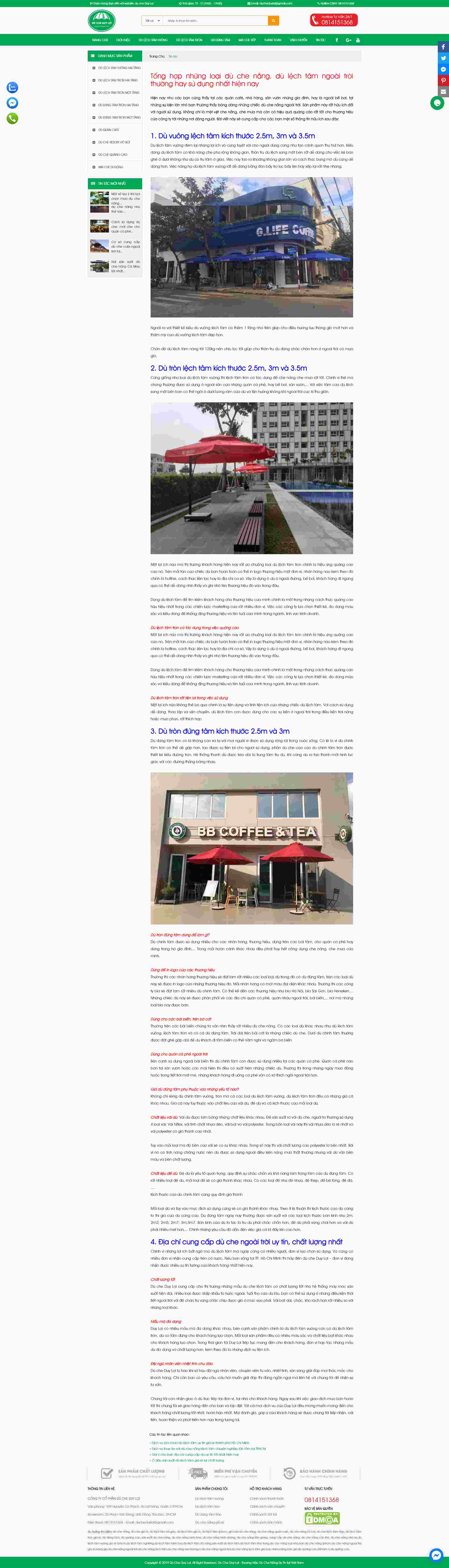 Thiết kế Website web ô dù che nắng - ducheduyloicom