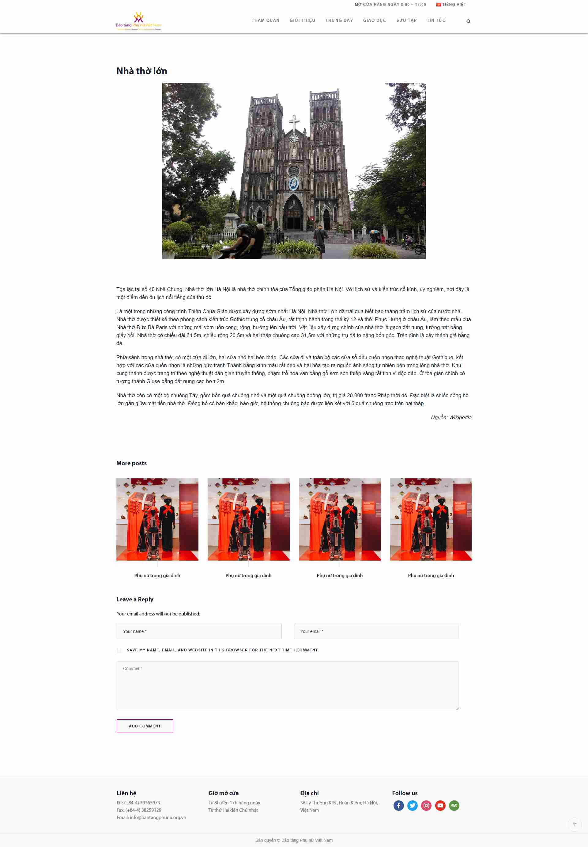 Thiết kế Website web nhà thờ - baotangphunuorgvn
