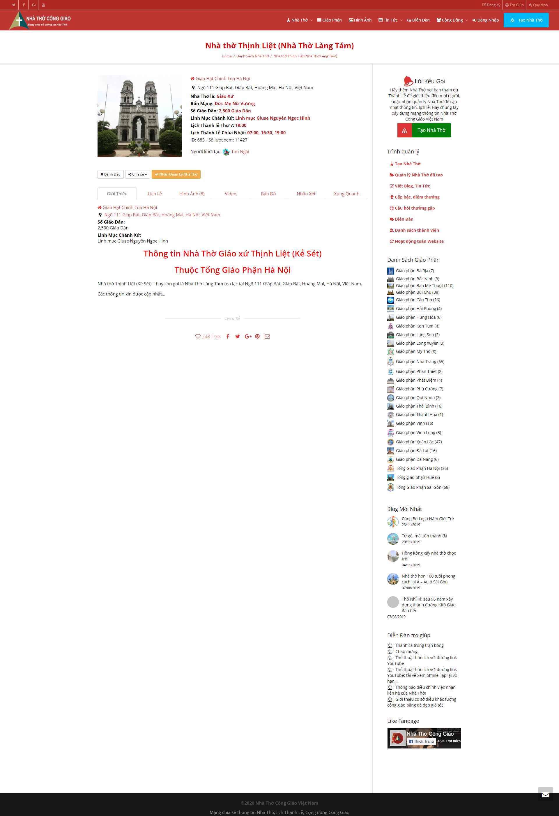 Thiết kế Website web giáo xứ - nhathoconggiaocom