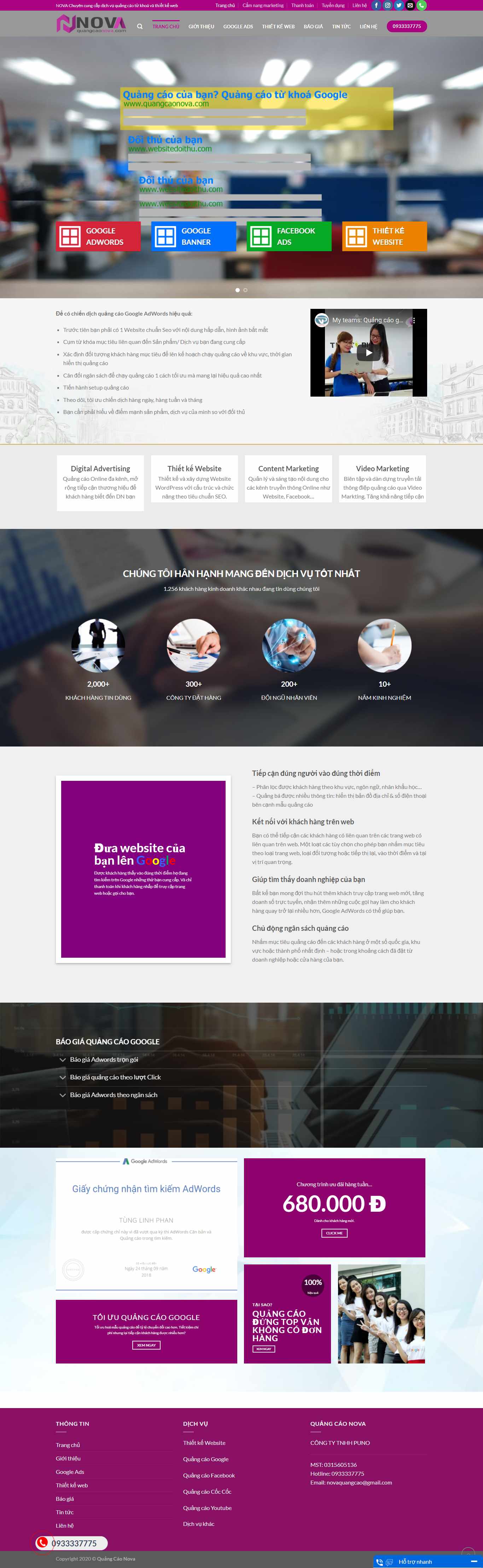 [giant] Thiết kế Website web quảng cáo google - quangcaonovacom