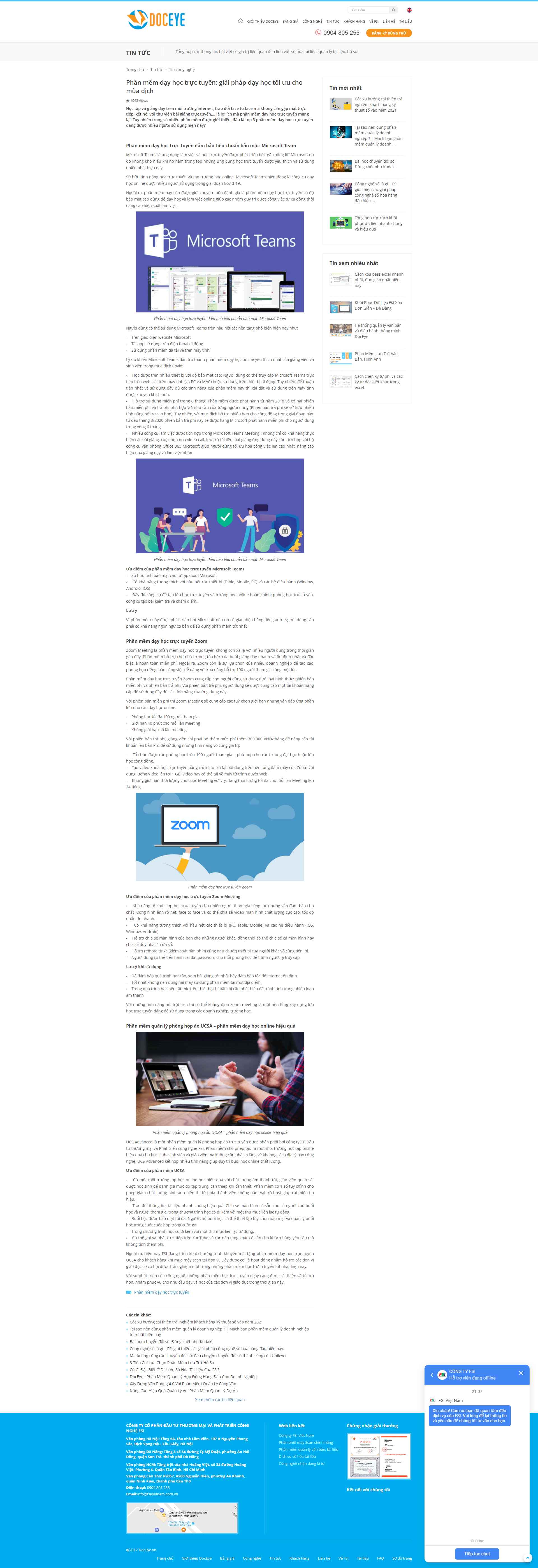 Thiết kế Website web phần mềm dạy học - doceyevn