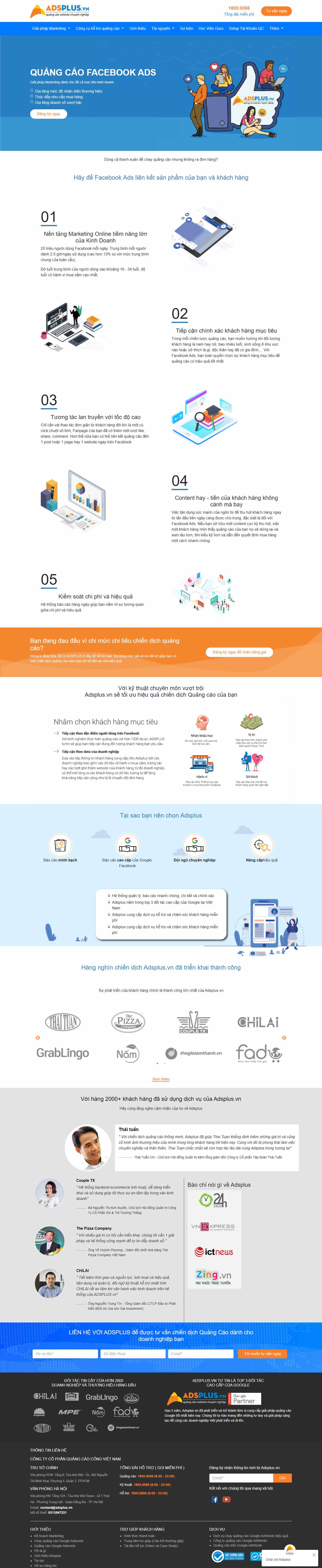 [vinalink] Thiết kế Website web quảng cáo facebook - adsplusvn