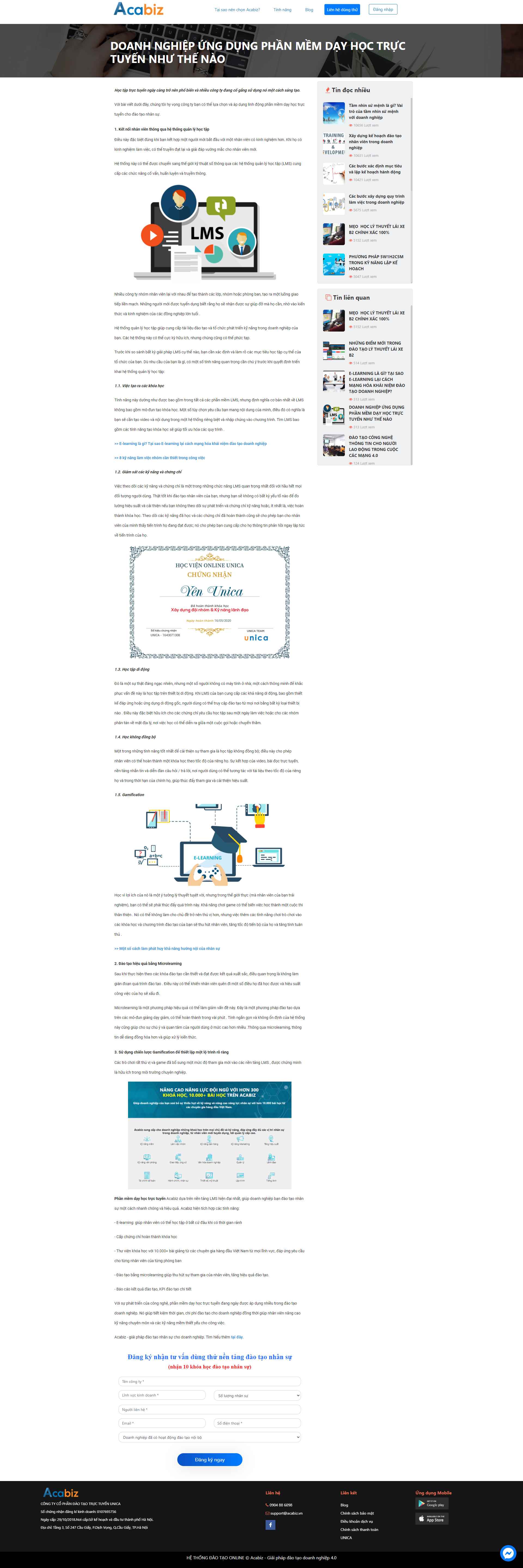 Thiết kế Website web phần mềm dạy học - acabizvn