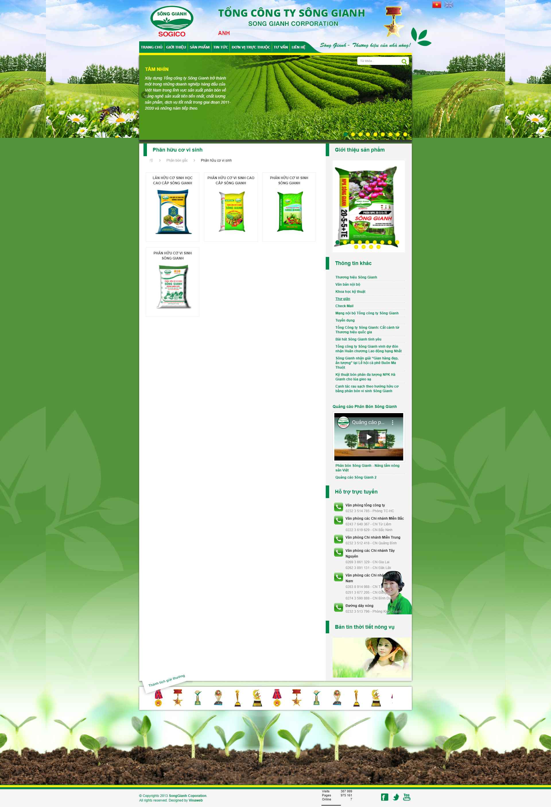 Thiết kế Website web phân bón vi sinh - songgianhcomvn