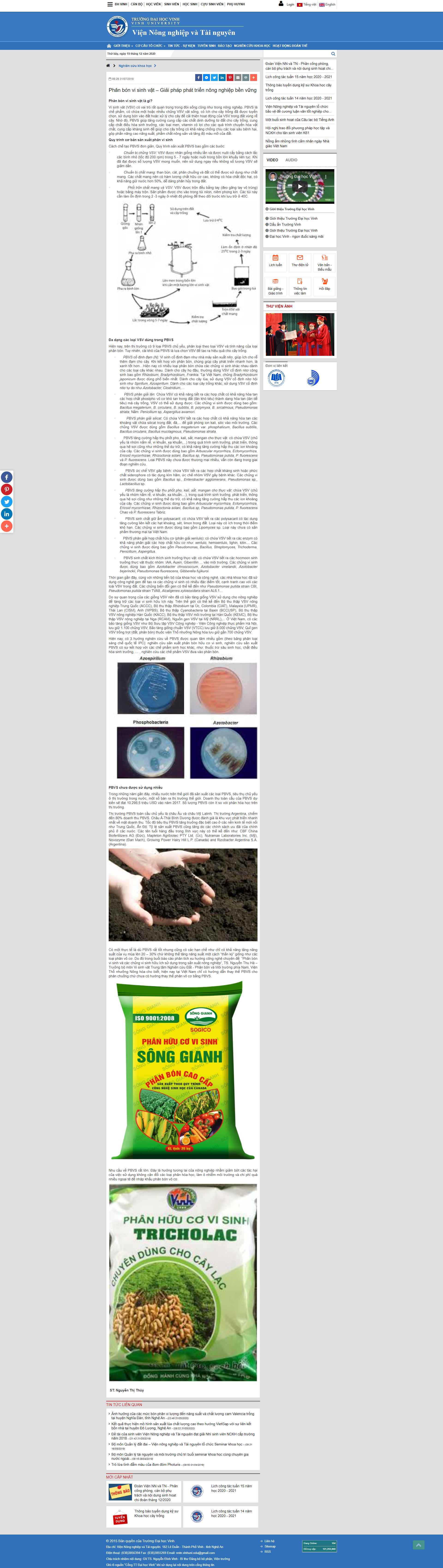 Thiết kế Website web phân bón vi sinh - viennntnvinhunieduvn