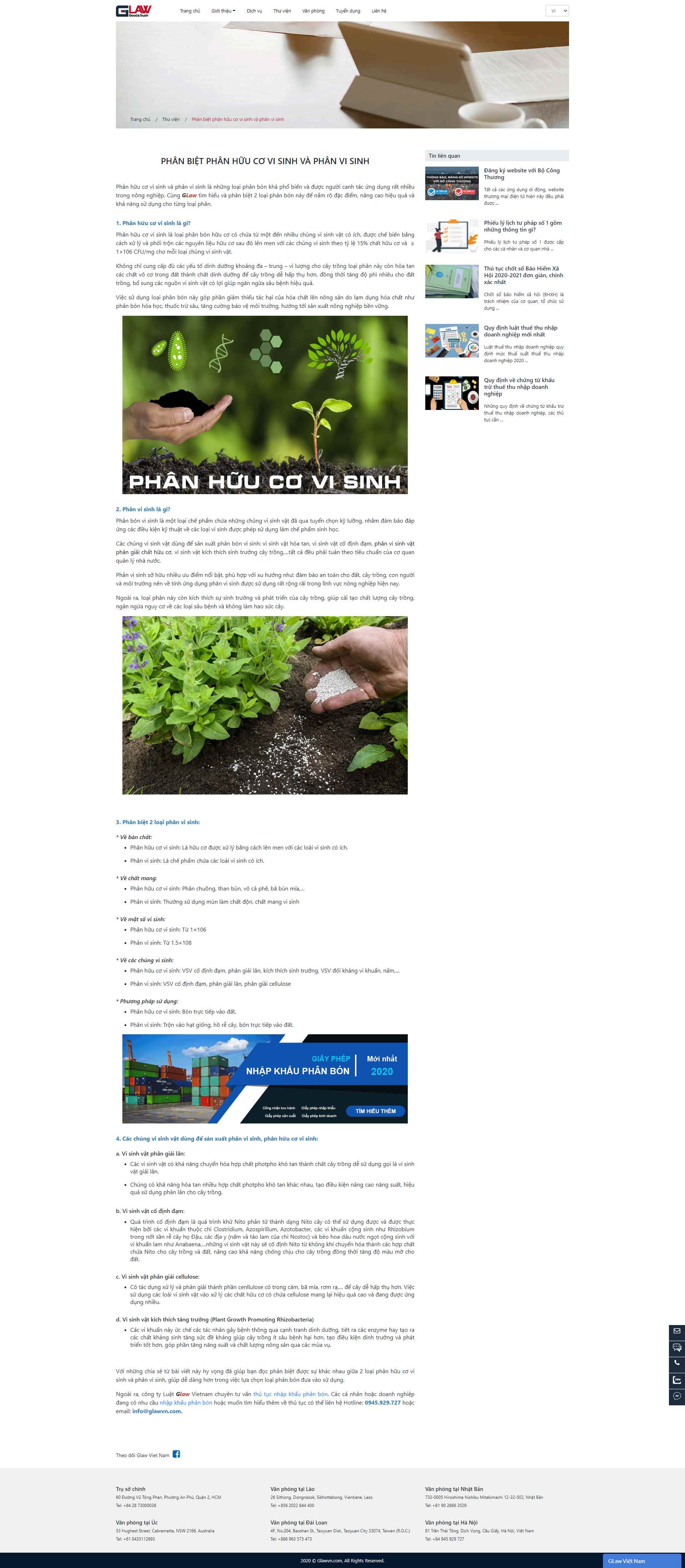Thiết kế Website web phân bón vi sinh - glawvncom