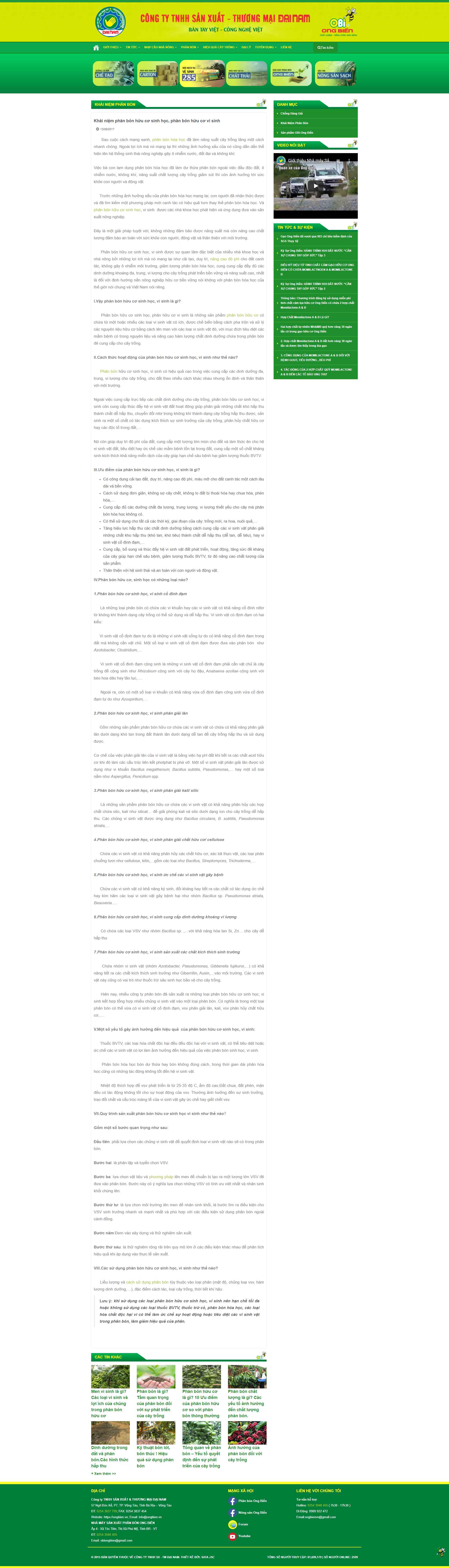 Thiết kế Website web phân bón vi sinh - ongbienvn
