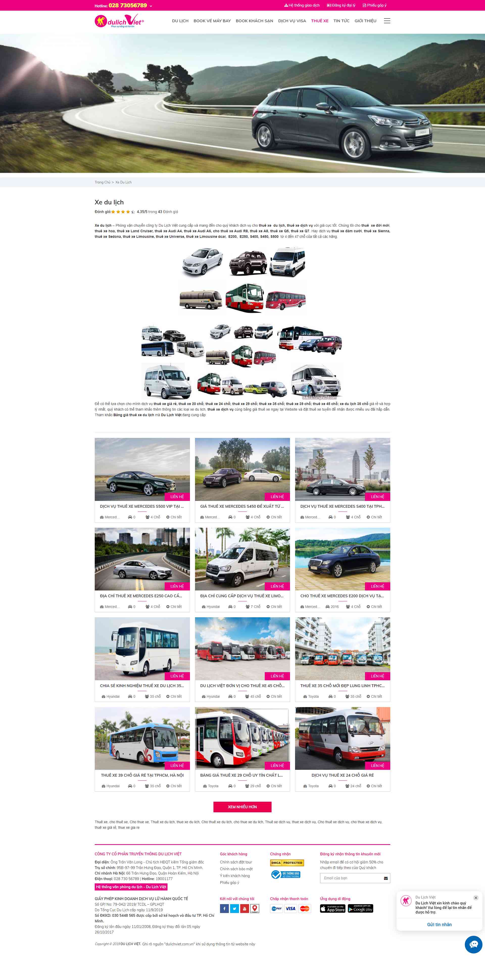 Thiết kế Website web xe du lịch - dulichvietcomvn