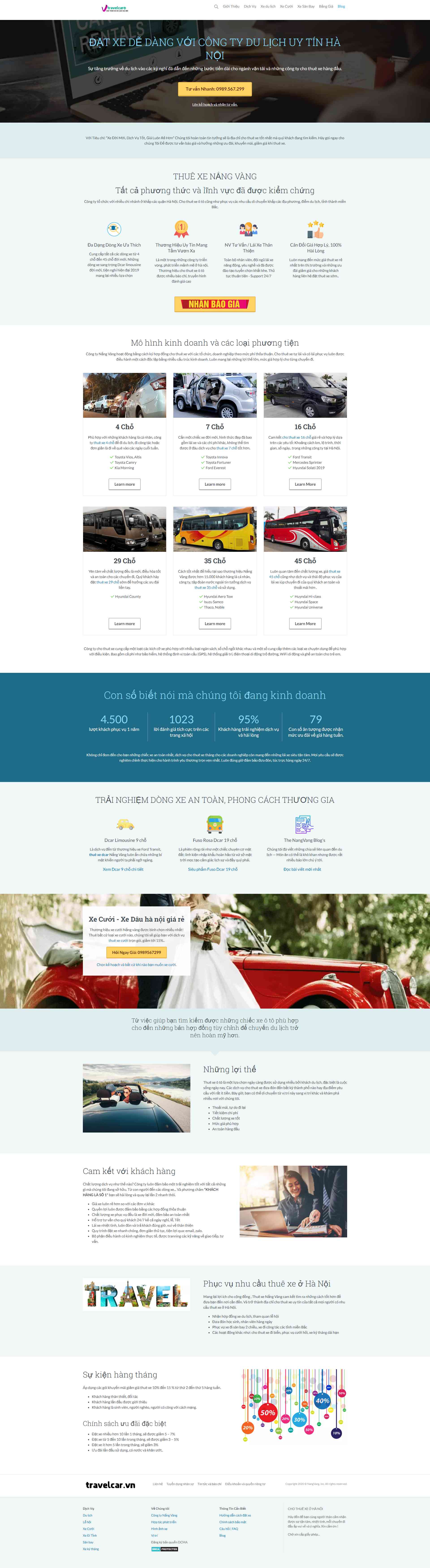 Thiết kế Website web xe du lịch - travelcarvn