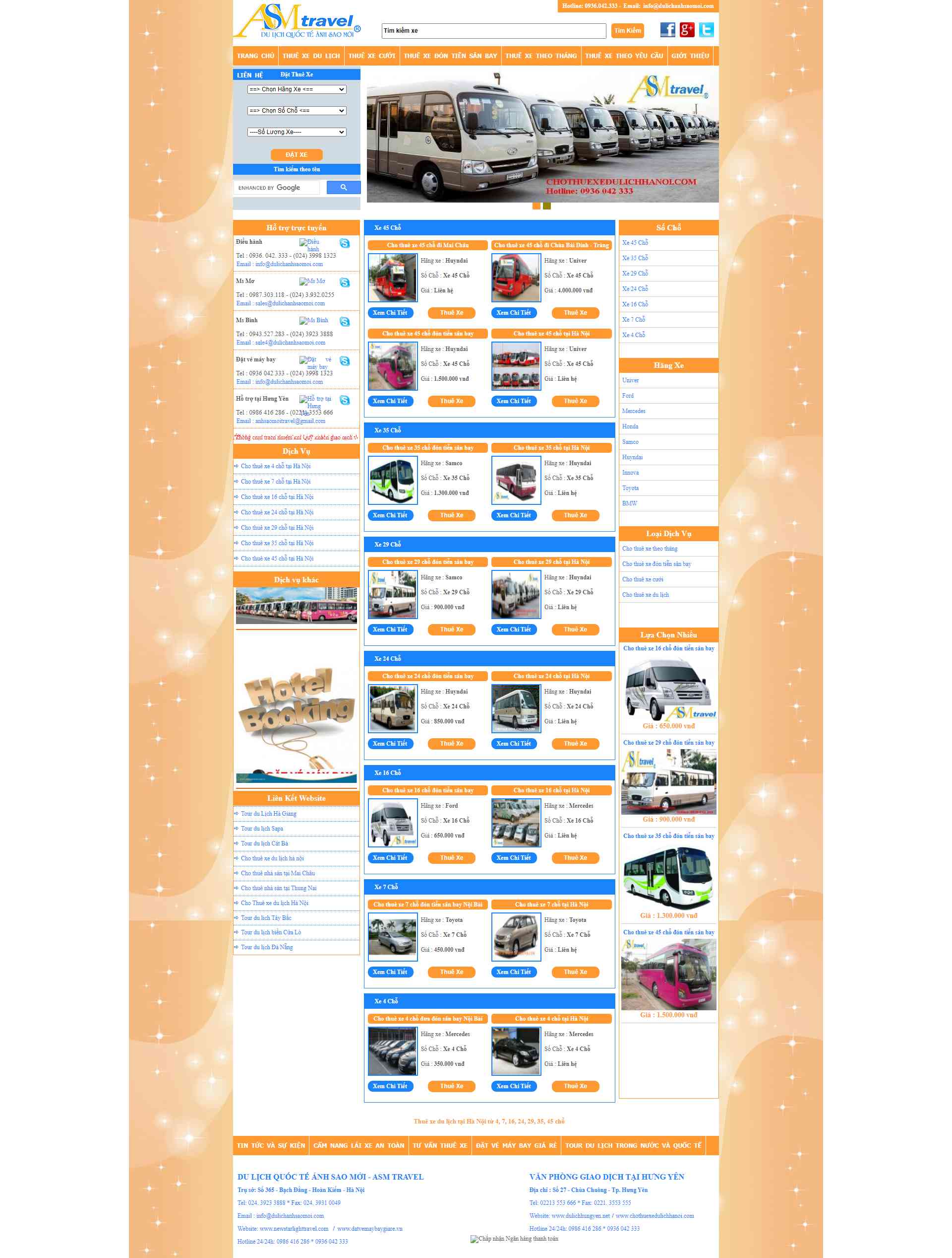 Thiết kế Website web xe du lịch - thuexedulichhanoicomvn