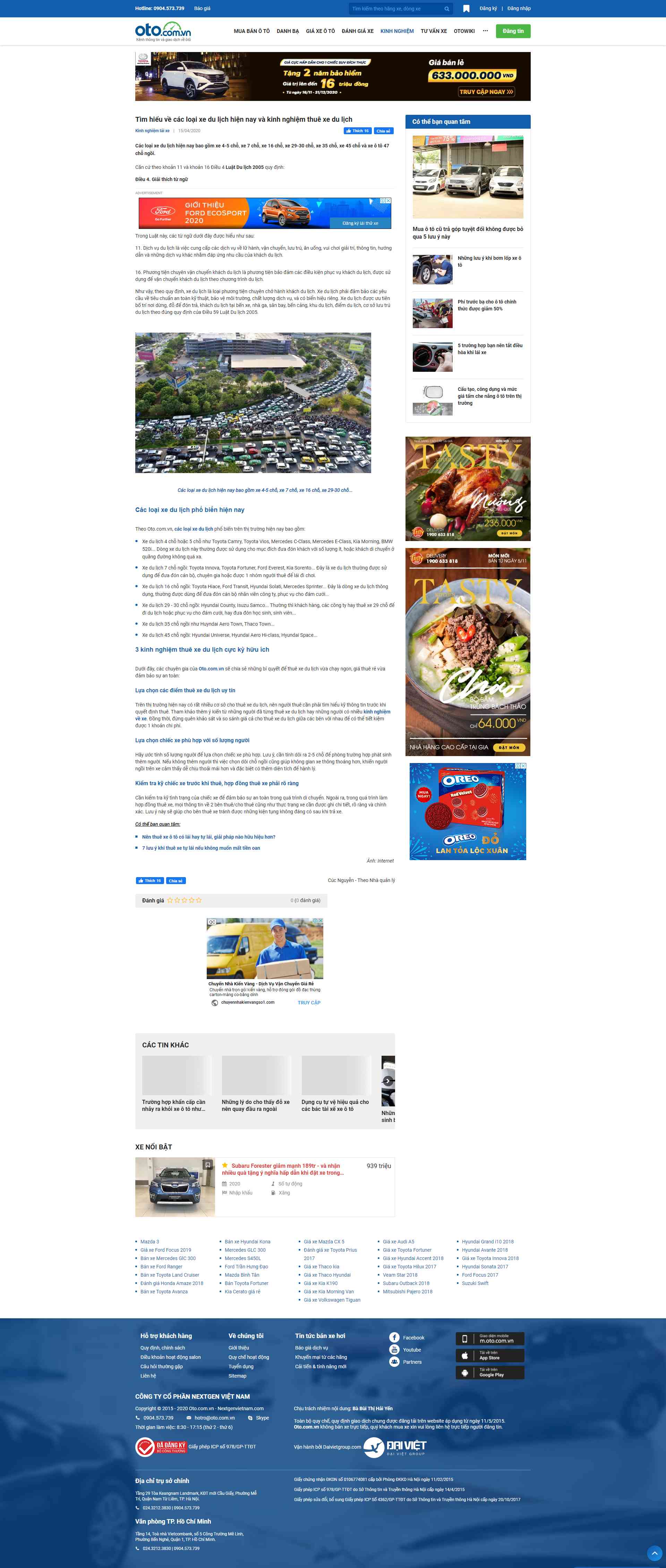 Thiết kế Website web xe du lịch - otocomvn