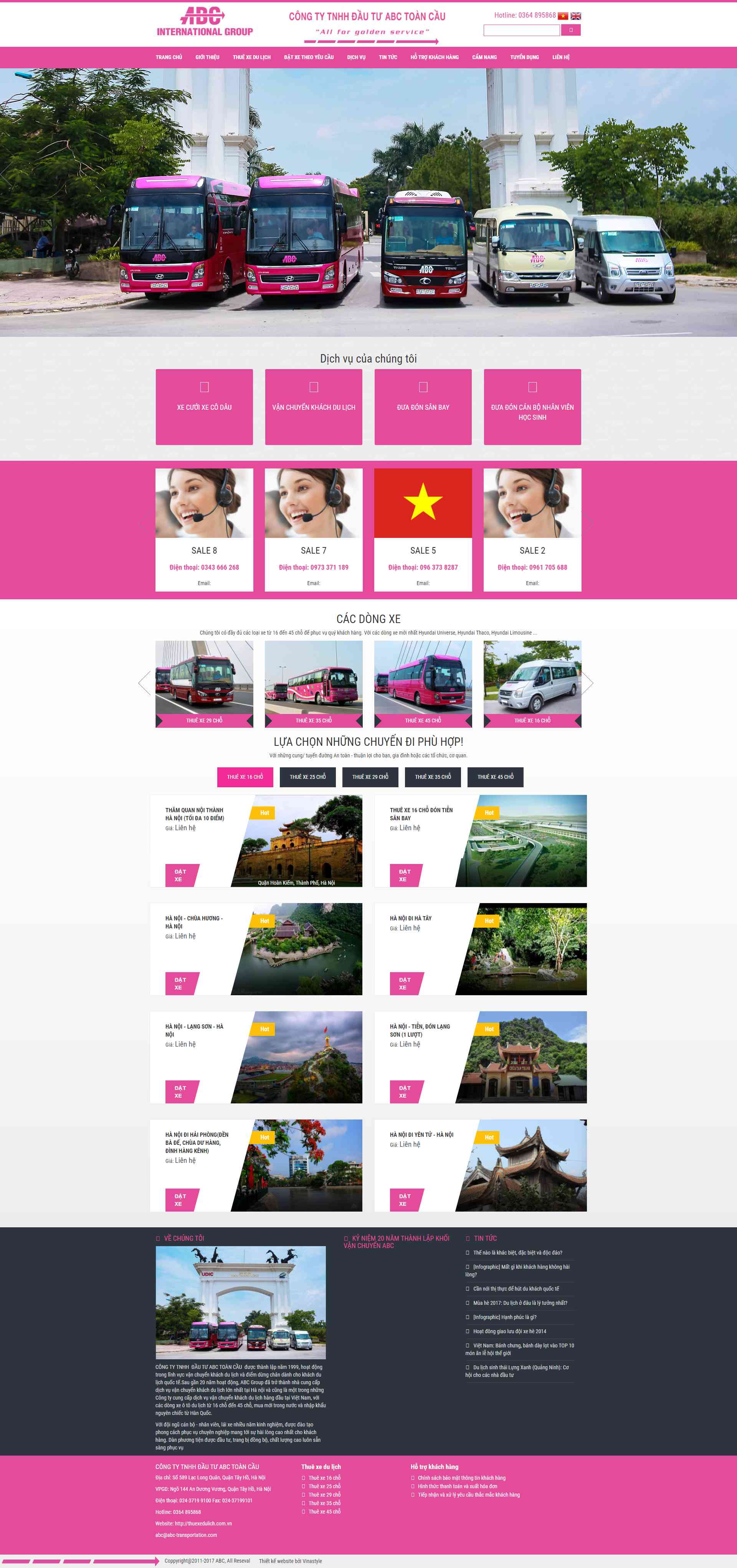 Thiết kế Website web xe du lịch - wwwthuexedulichcomvn