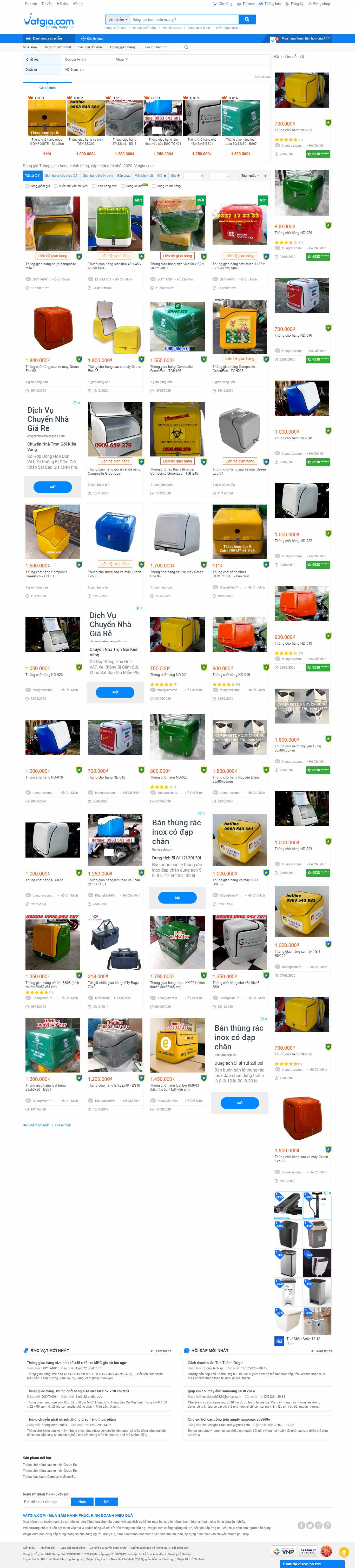 Thiết kế Website web thùng chở hàng - vatgiacom