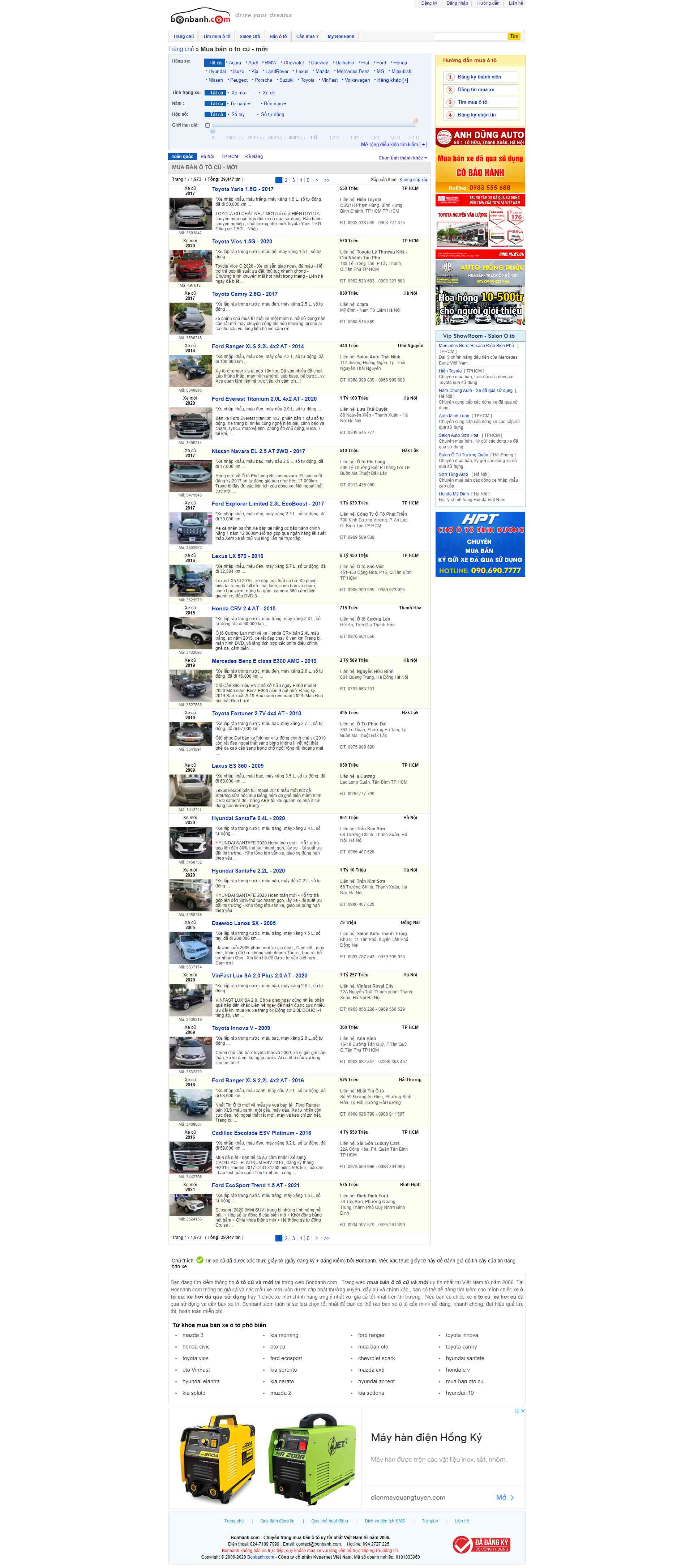 Thiết kế Website web ô tô cũ - bonbanhcom