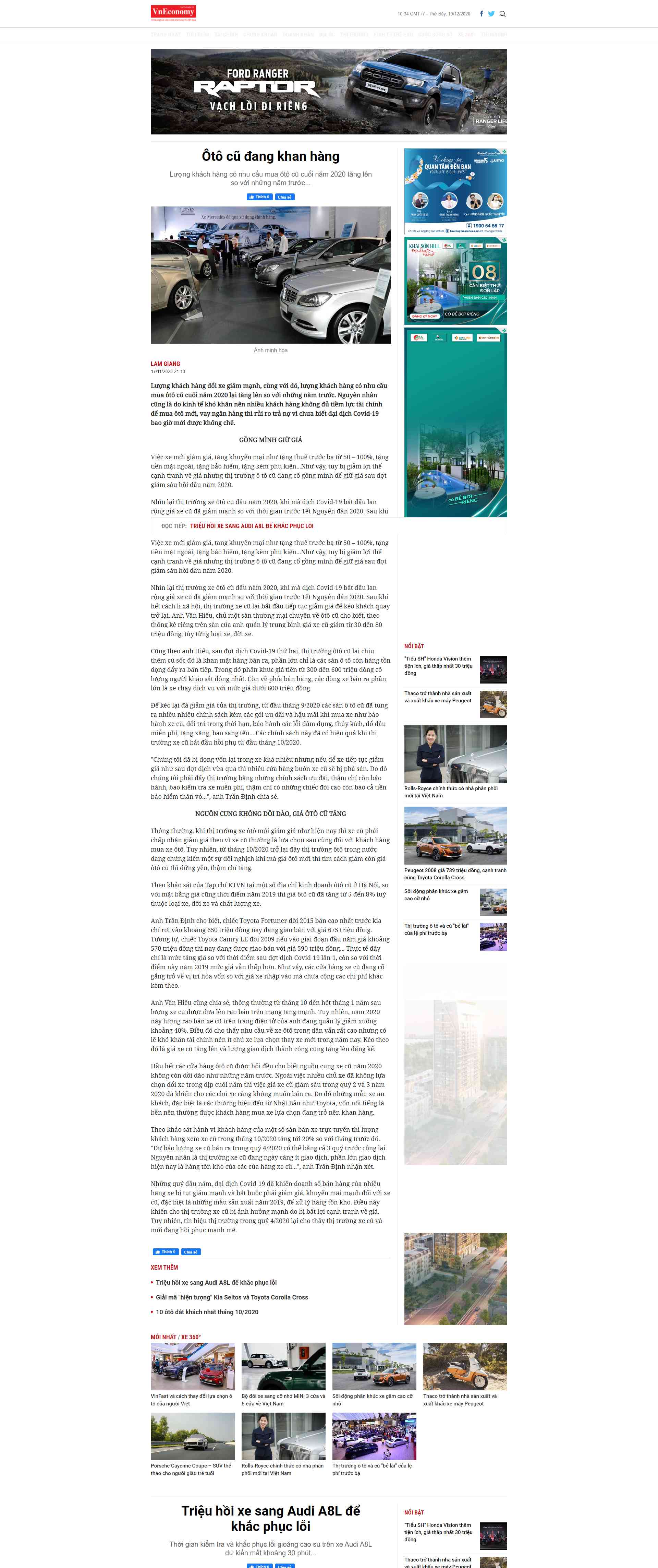 Thiết kế Website web ô tô cũ - vneconomyvn