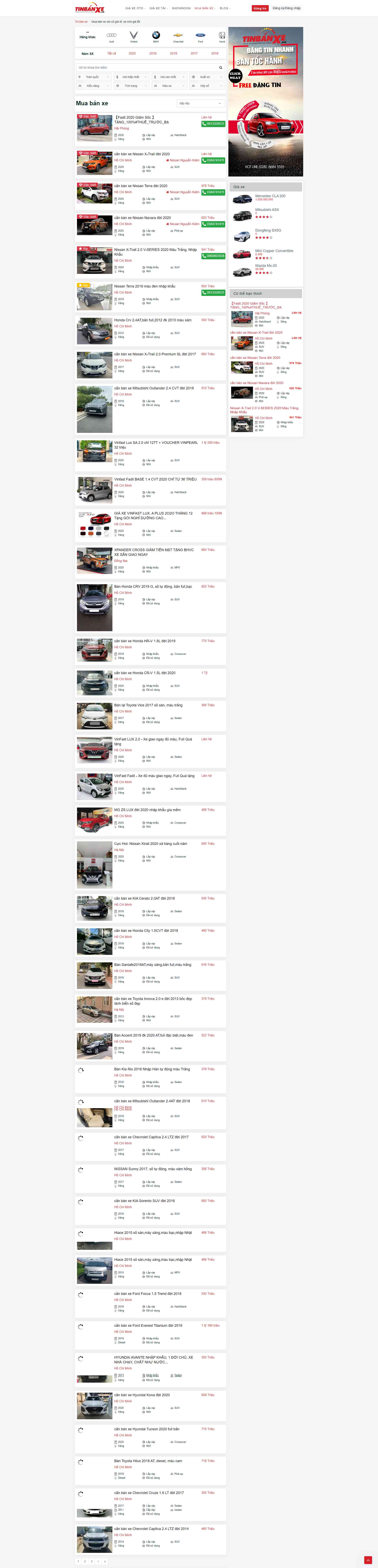 Thiết kế Website web ô tô cũ - tinbanxevn