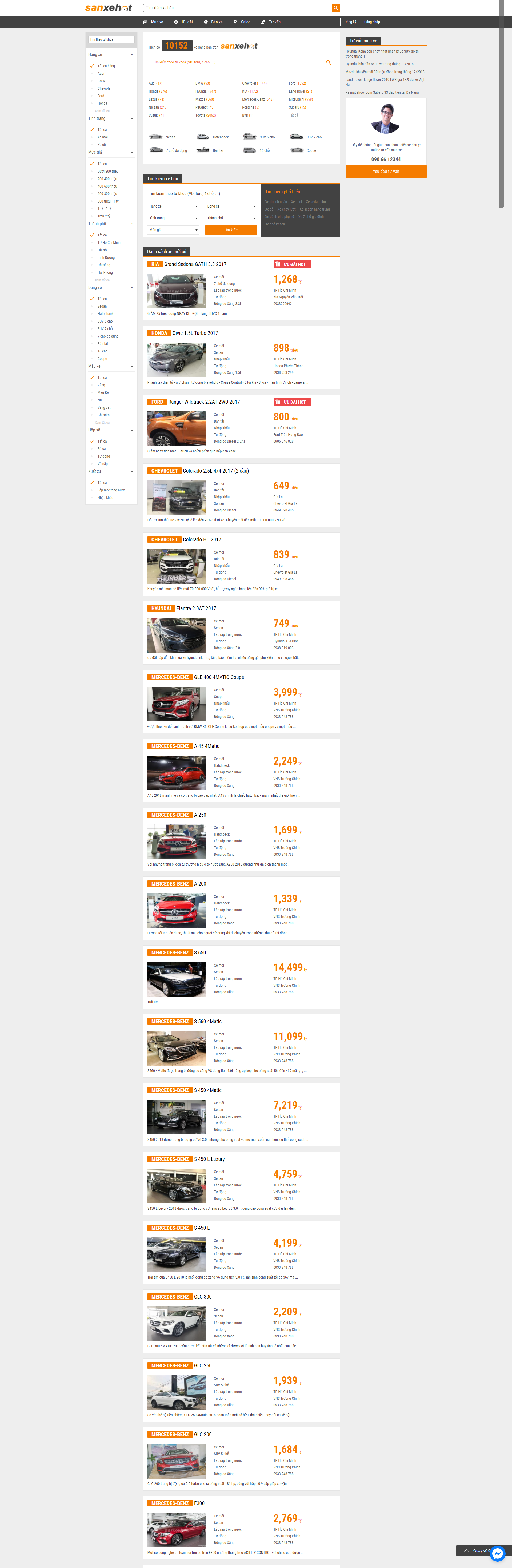 Thiết kế Website web ô tô cũ - wwwsanxehotvn