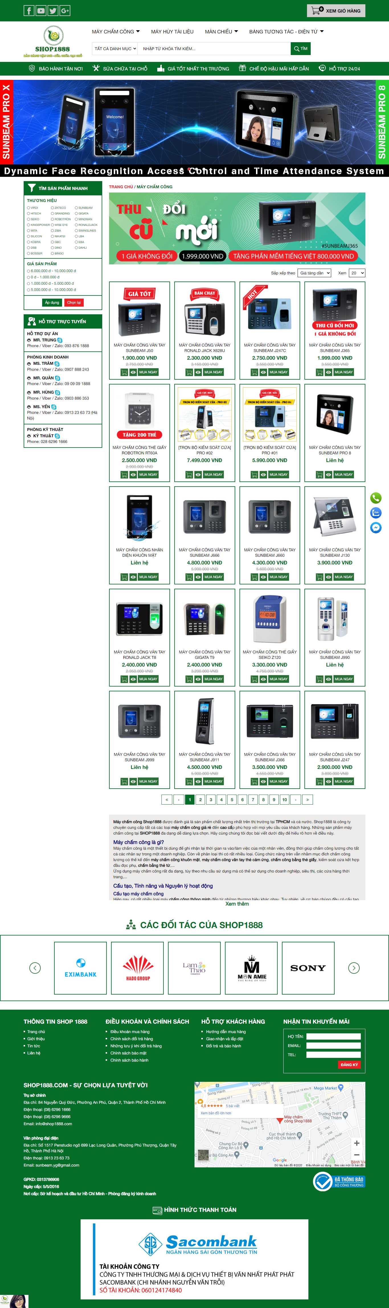 Thiết kế Website Web máy chấm công - shop1888com