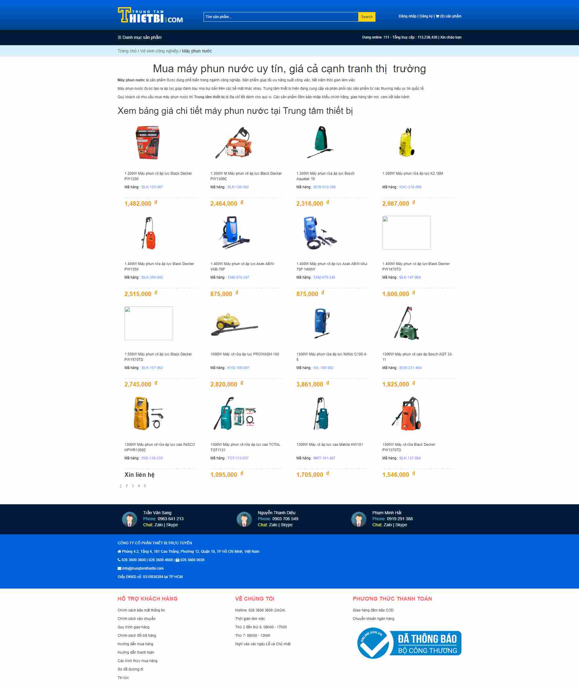 Thiết kế Website web máy phun nước - wwwtrungtamthietbicom