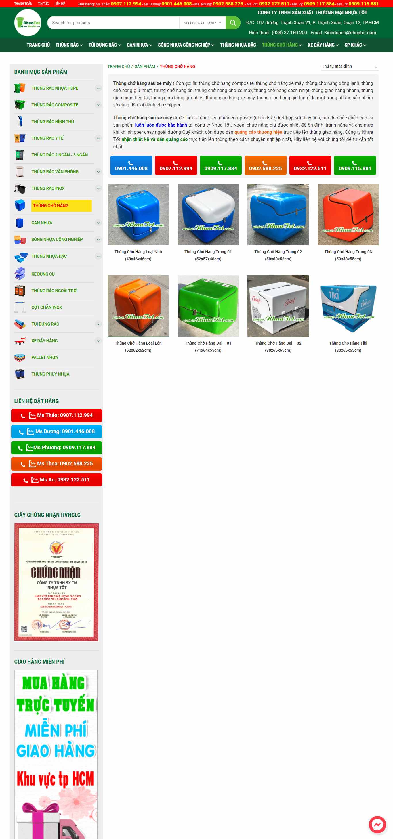 Thiết kế Website web thùng chở hàng - nhuatotcom