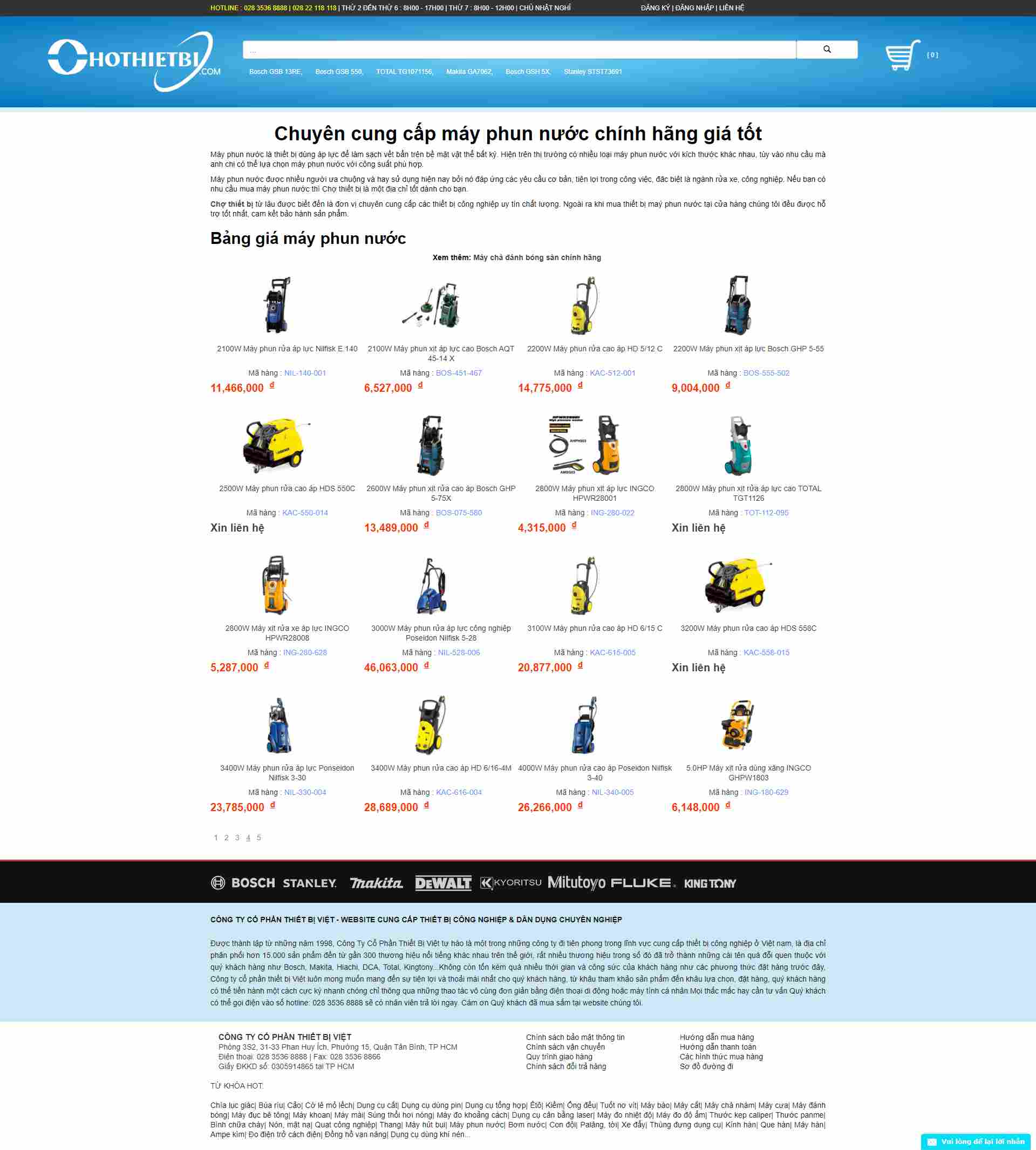 Thiết kế Website web máy phun nước - wwwchothietbicom