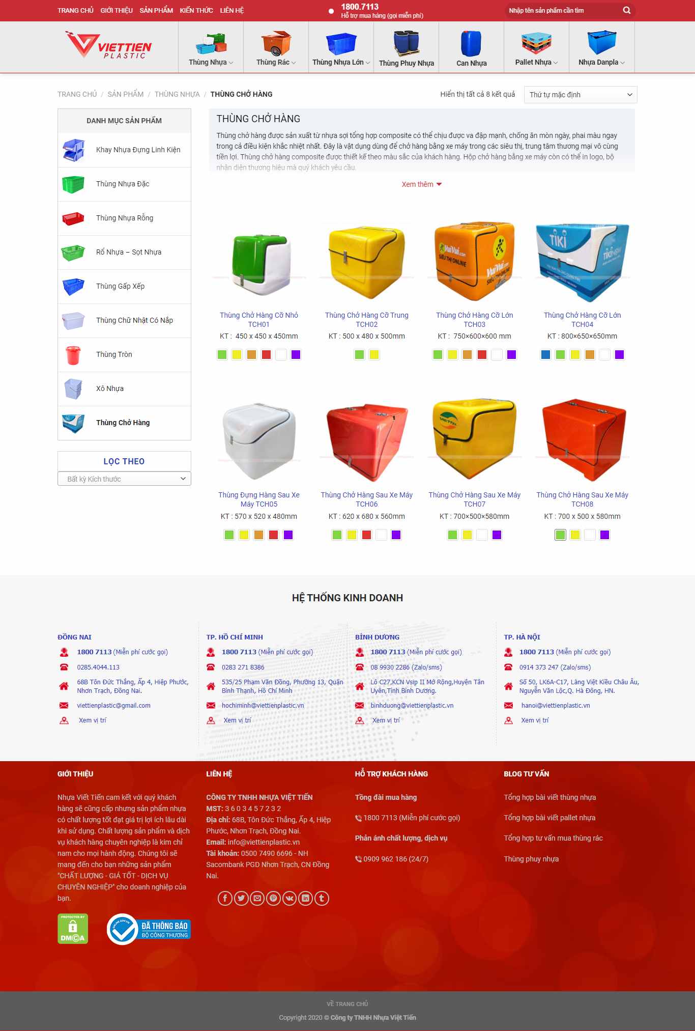 Thiết kế Website web thùng chở hàng - viettienplasticvn
