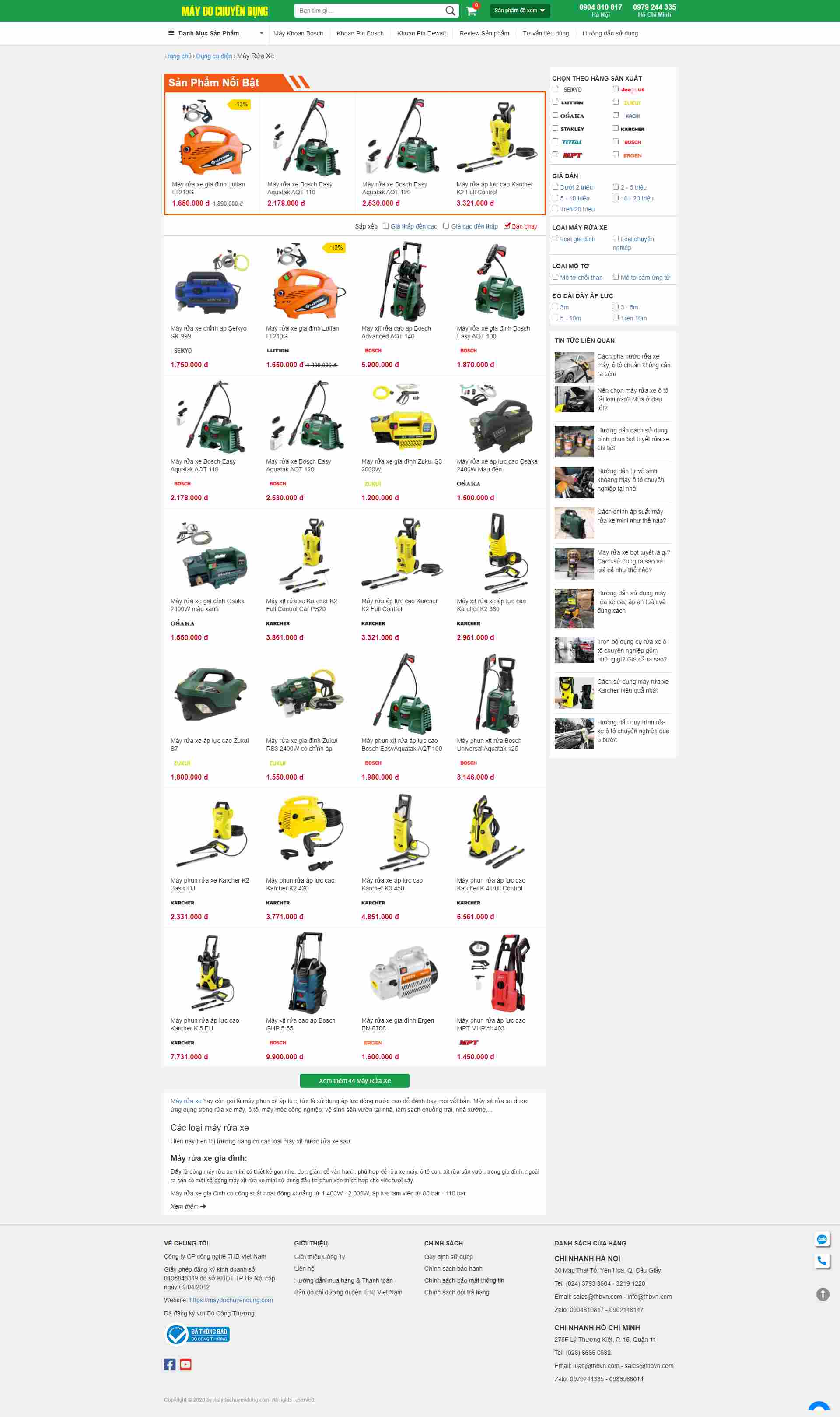 Thiết kế Website web máy rửa xe - maydochuyendungcom