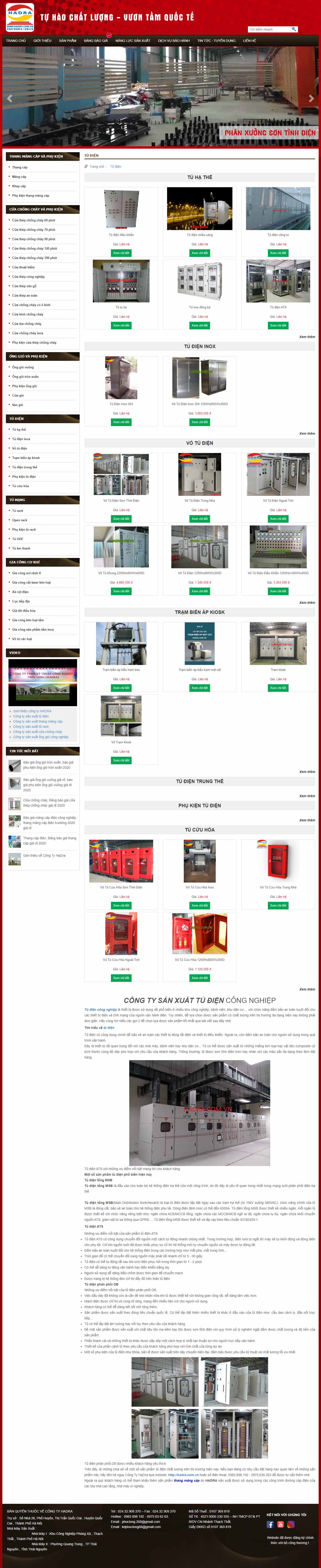 Thiết kế Website web tủ điện - hadracomvn