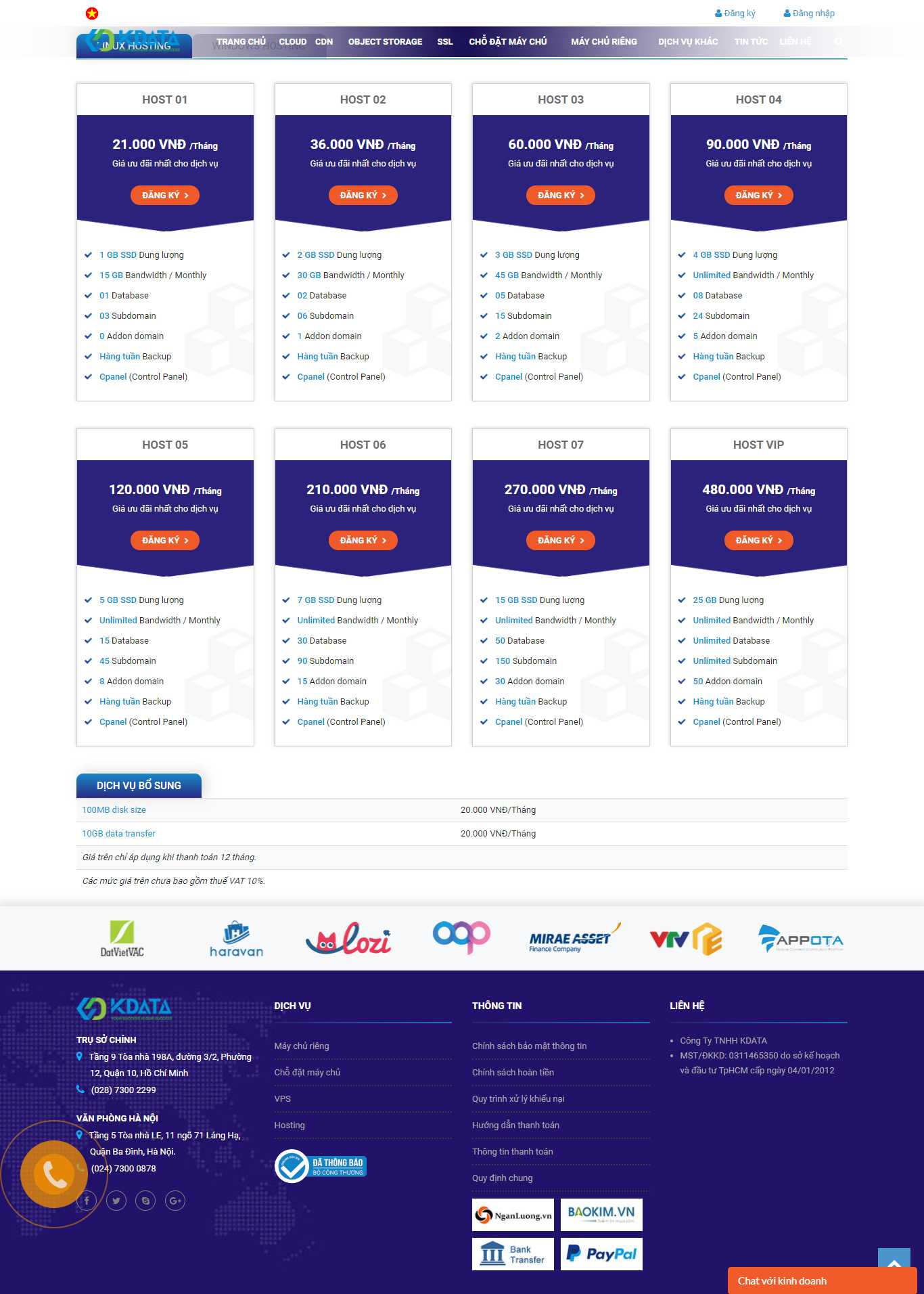 [bkns] Thiết kế Website Web bán hosting - wwwkdatavn