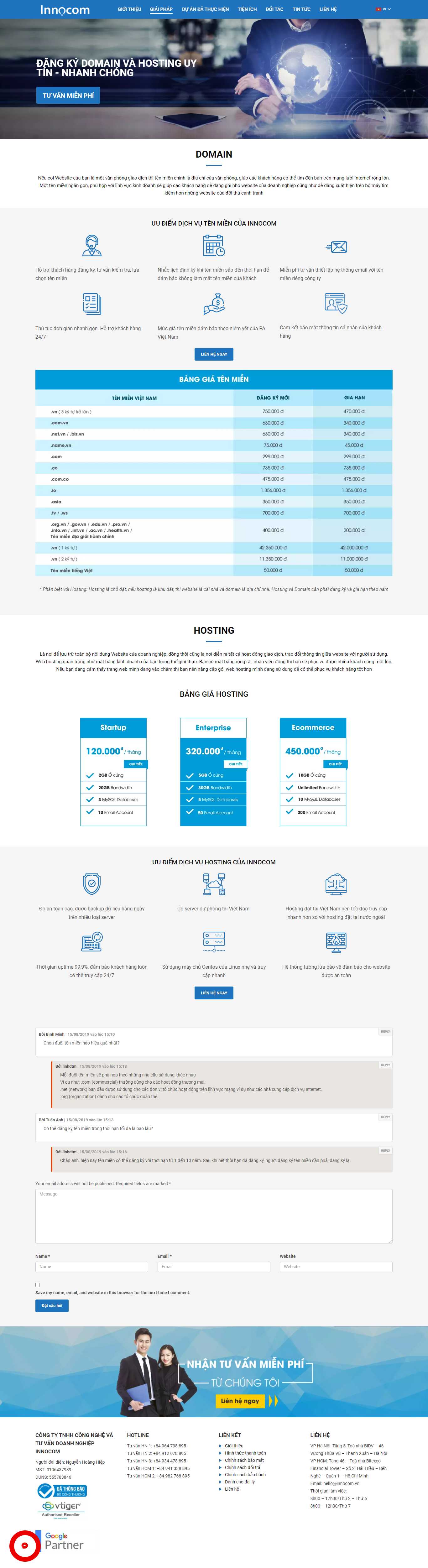 [bkns] Thiết kế Website Web bán hosting - innocomvn