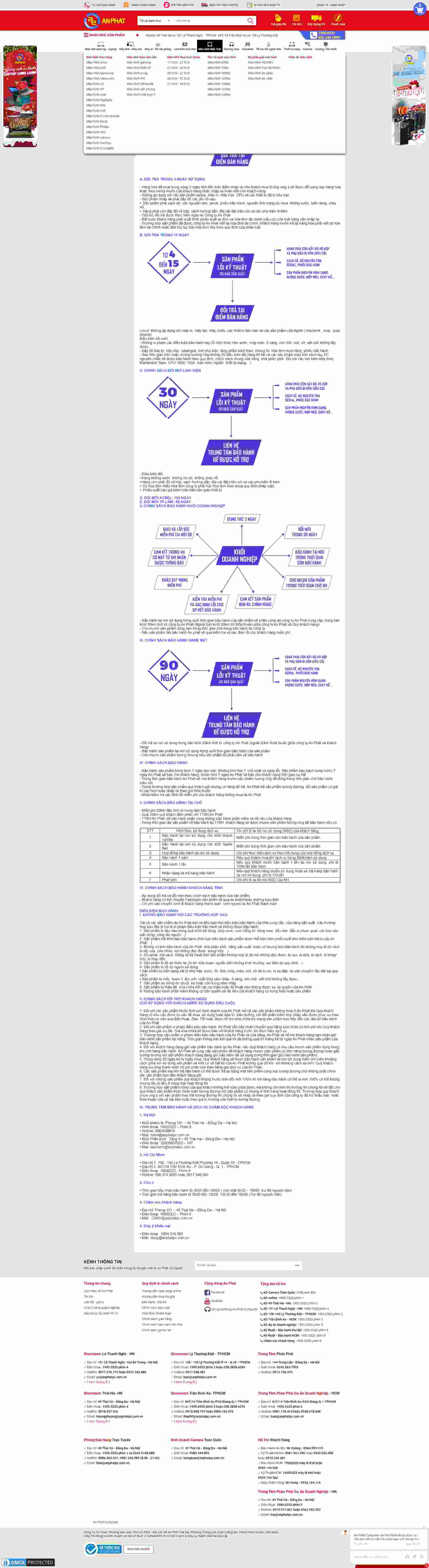 Thiết kế Website web trung tâm bảo hành - wwwanphatpccomvn