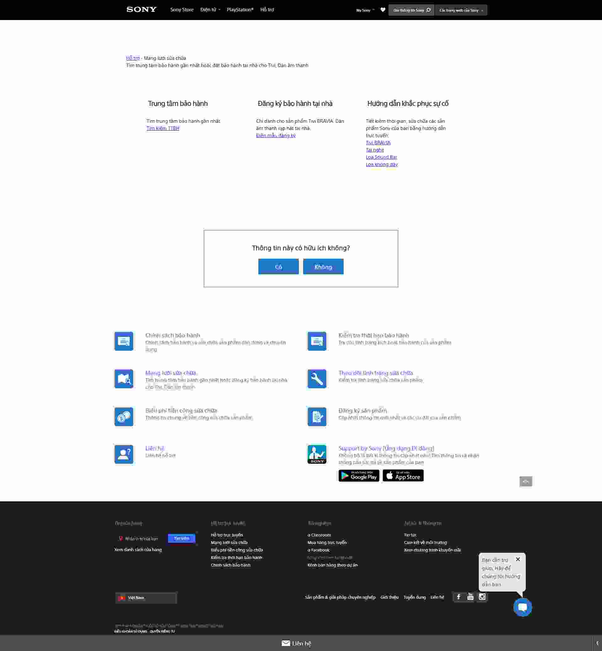 Thiết kế Website web trung tâm bảo hành - wwwsonycomvn