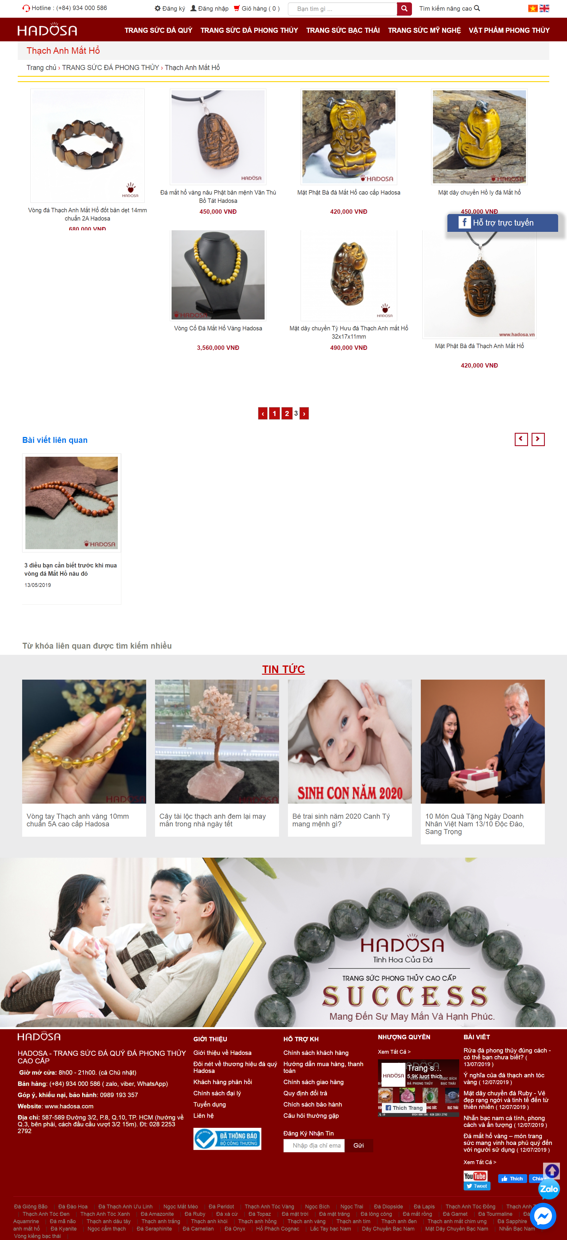Thiết kế Website Web vòng tay phong thủy - hadosacom