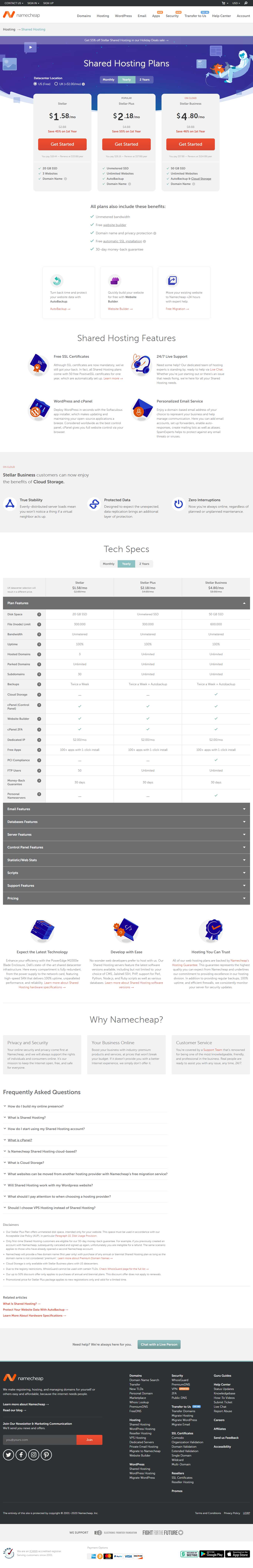 [bkns] Thiết kế Website Web bán hosting - wwwnamecheapcom
