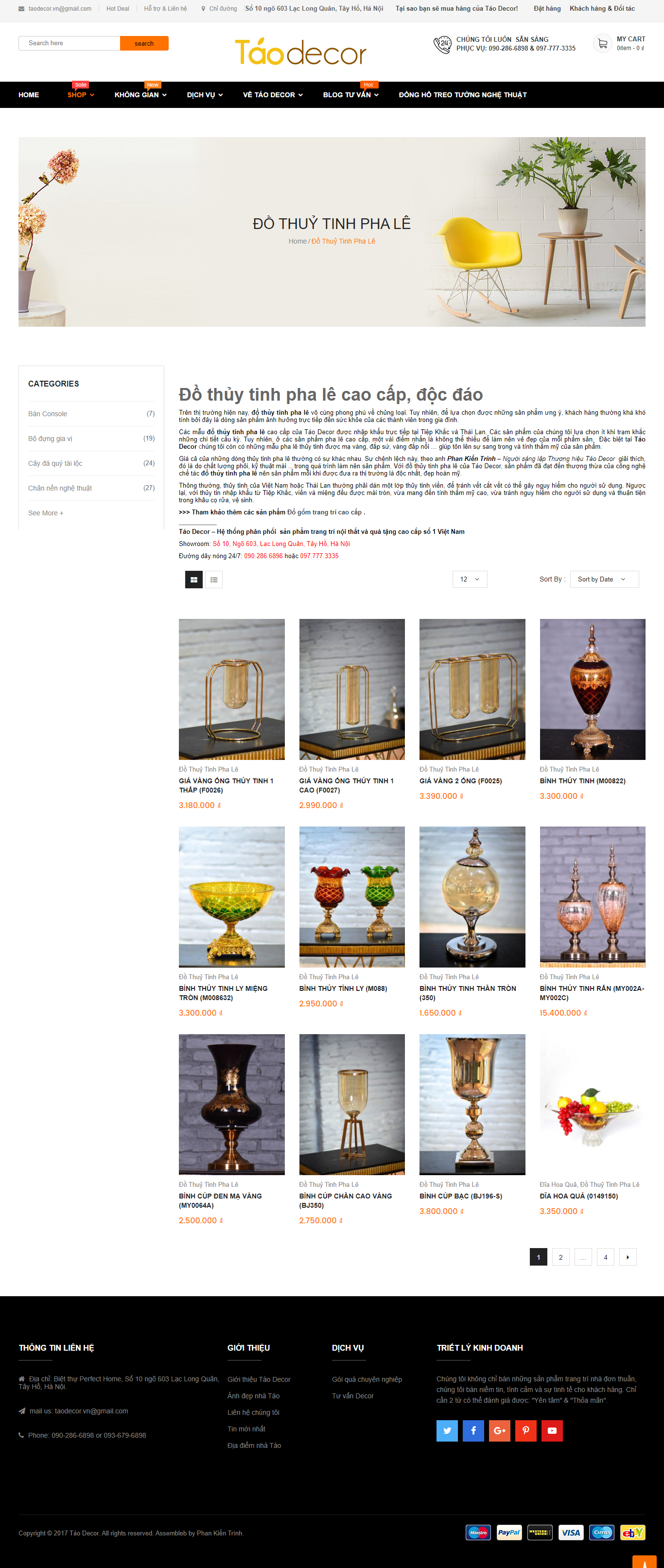 Thiết kế Website web pha lê trang trí - taodecorvn