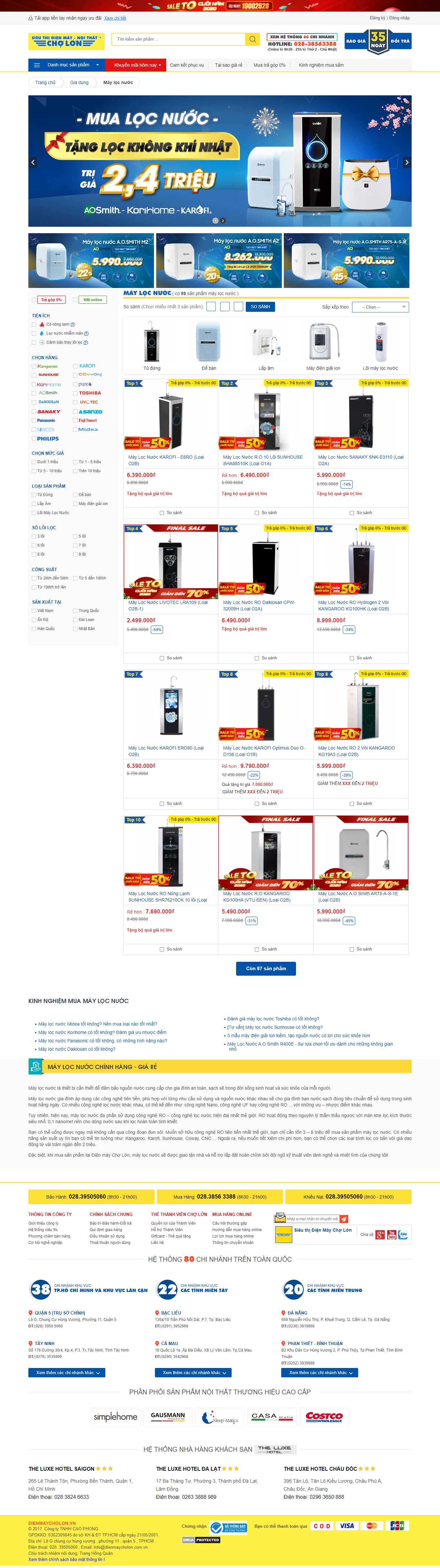 [maylocnuockangaroo] Thiết kế Website Web máy lọc nước - dienmaycholonvn