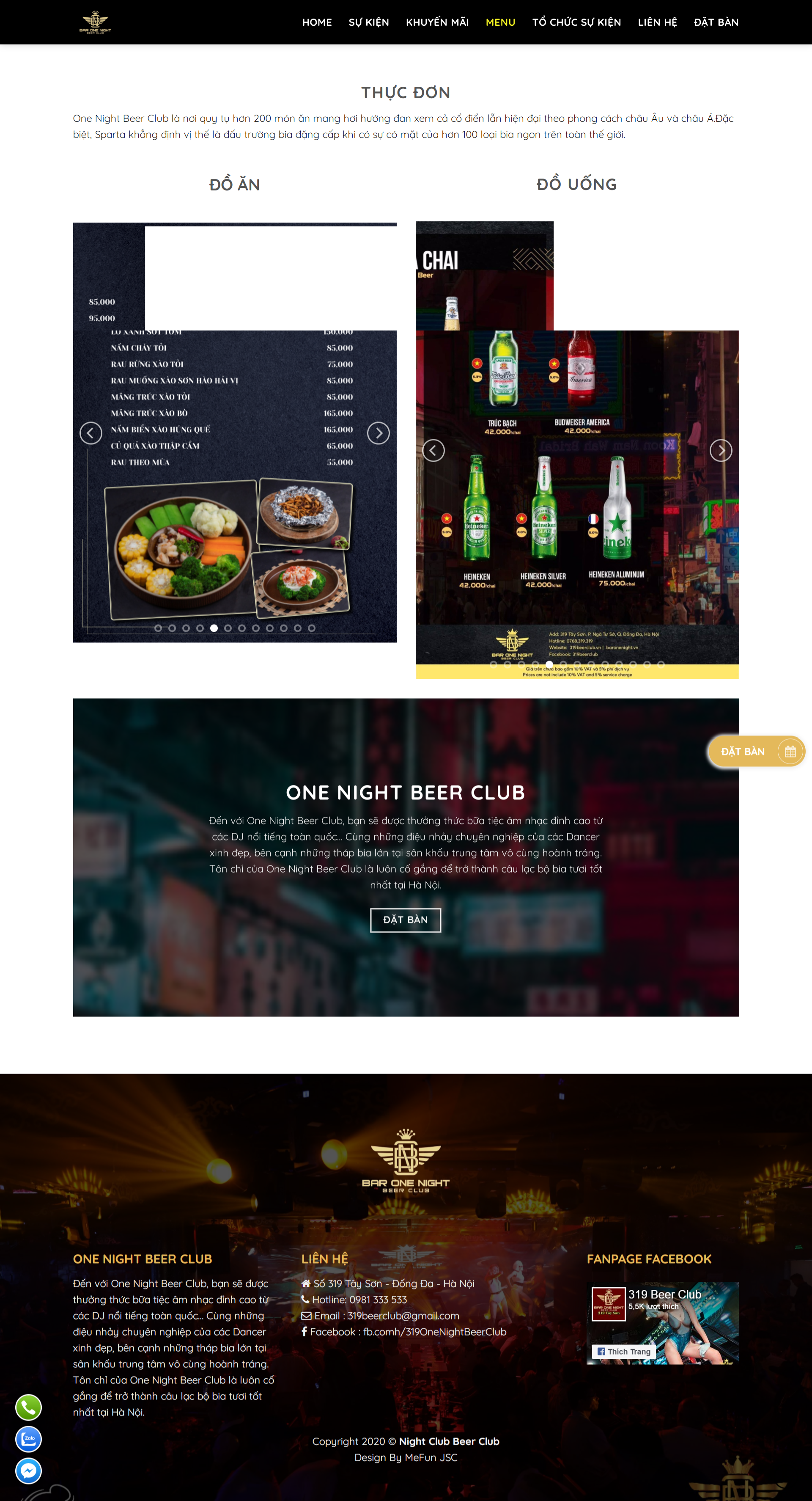 Thiết kế Website Web quán bia - onenightbeerclubvn