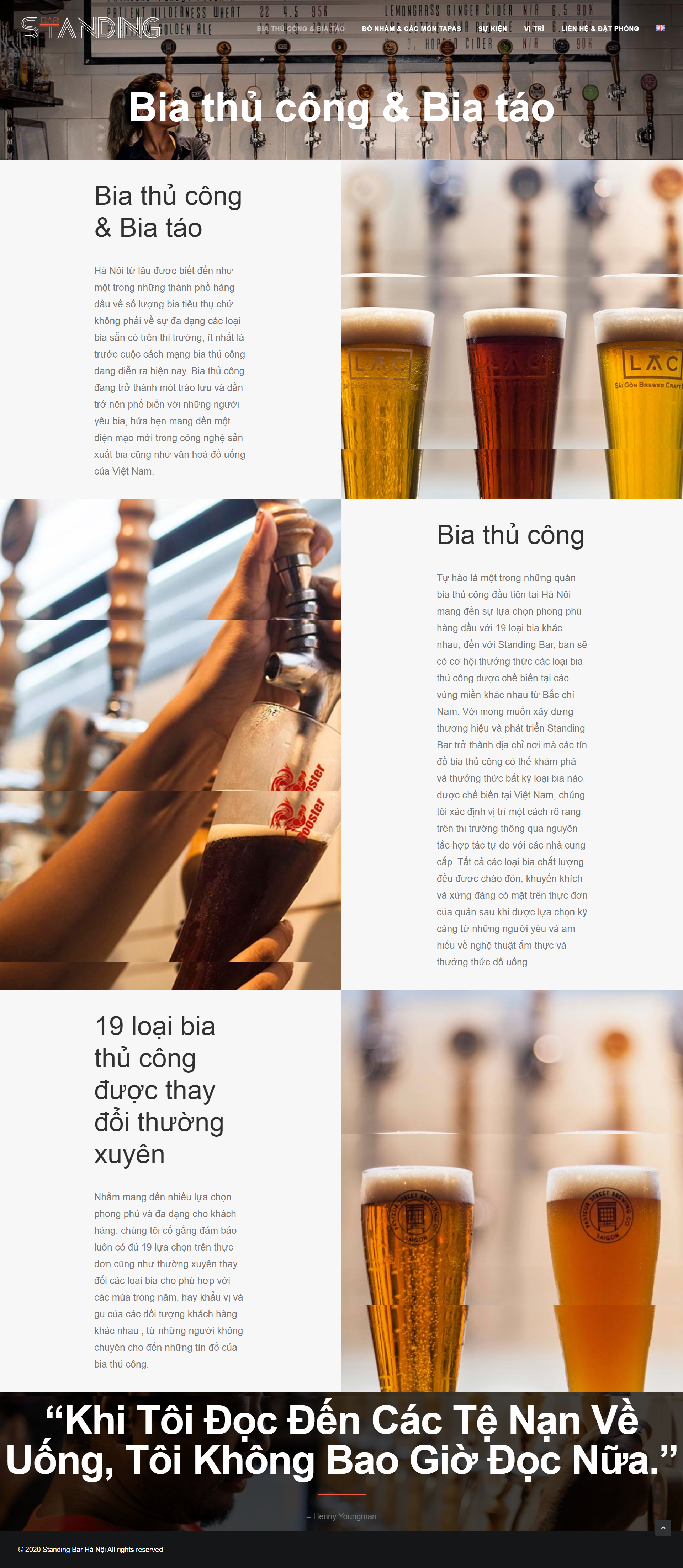 Thiết kế Website Web quán bia - standingbarhanoicom