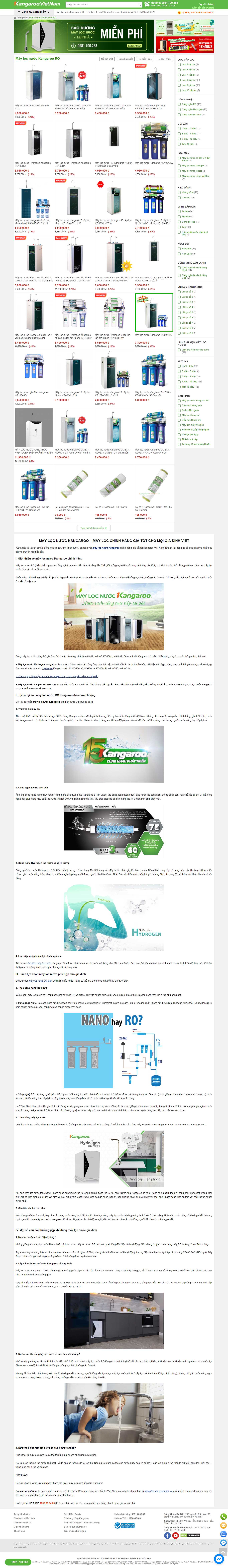 [maylocnuockangaroo] Thiết kế Website Web máy lọc nước - kangaroovietnamvn