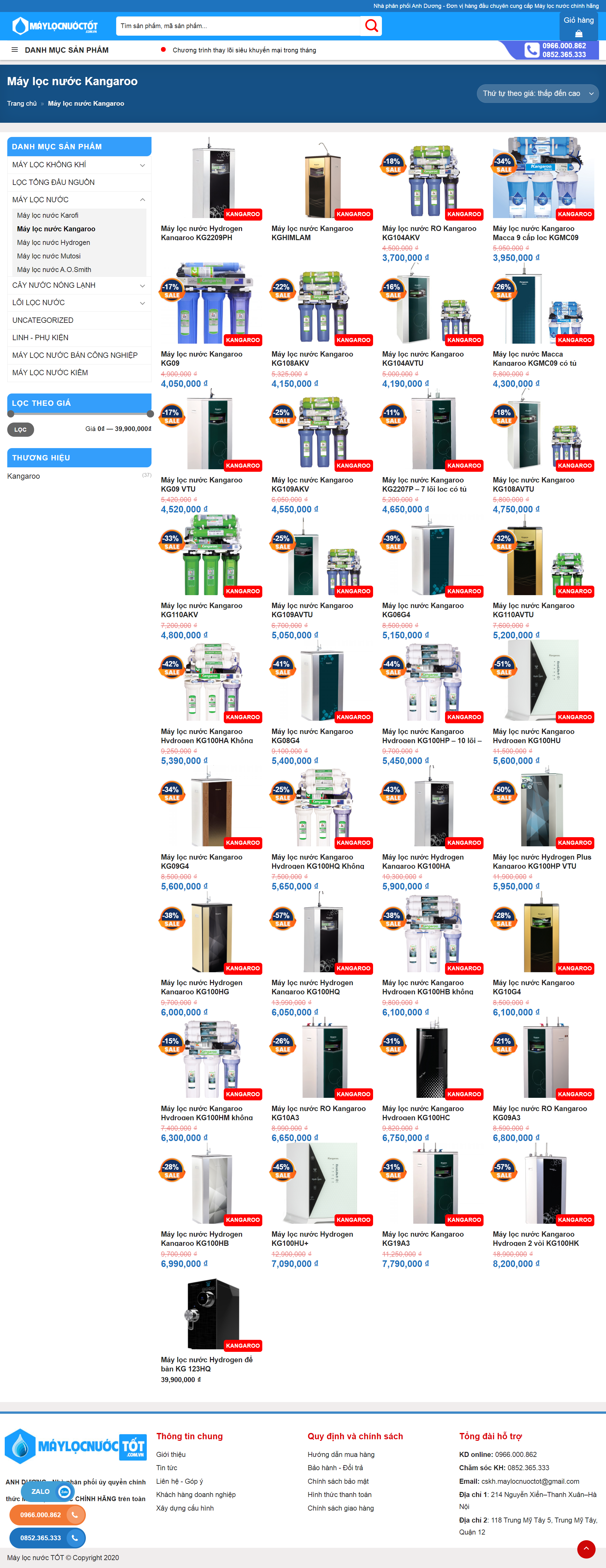 [maylocnuockangaroo] Thiết kế Website Web máy lọc nước - maylocnuoctotcomvn