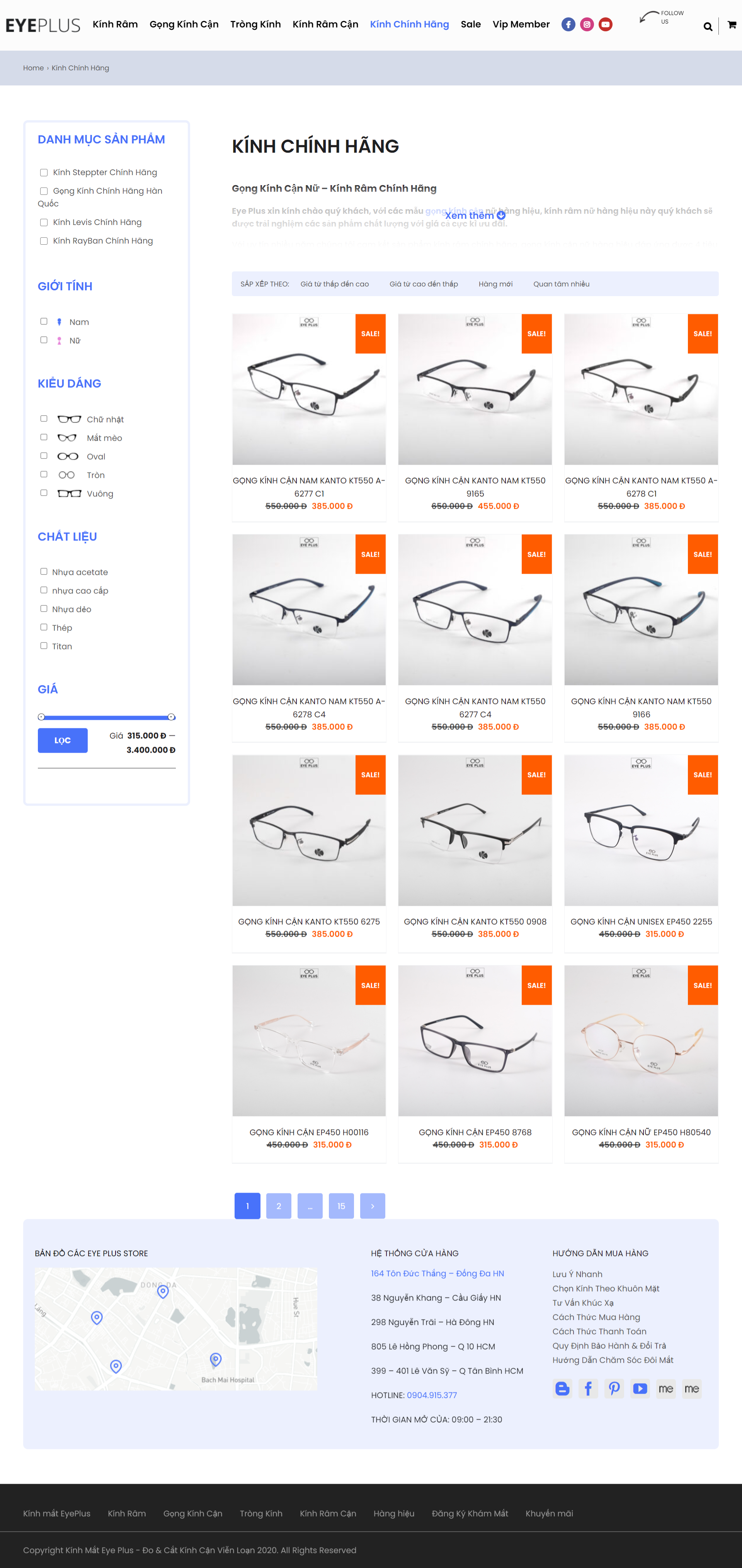 Thiết kế Website Web kinh mắt thời trang - kinhmateyepluscom