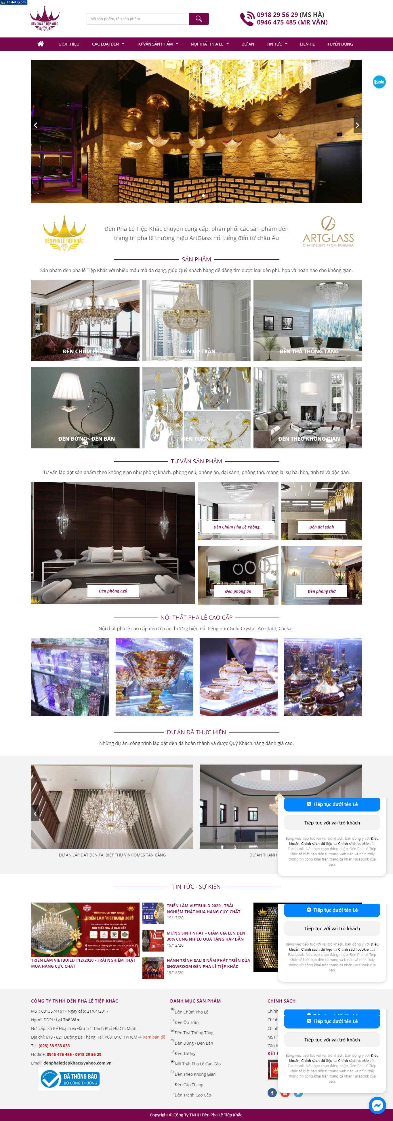 Thiết kế Website web pha lê trang trí - denphaletiepkhaccomvn