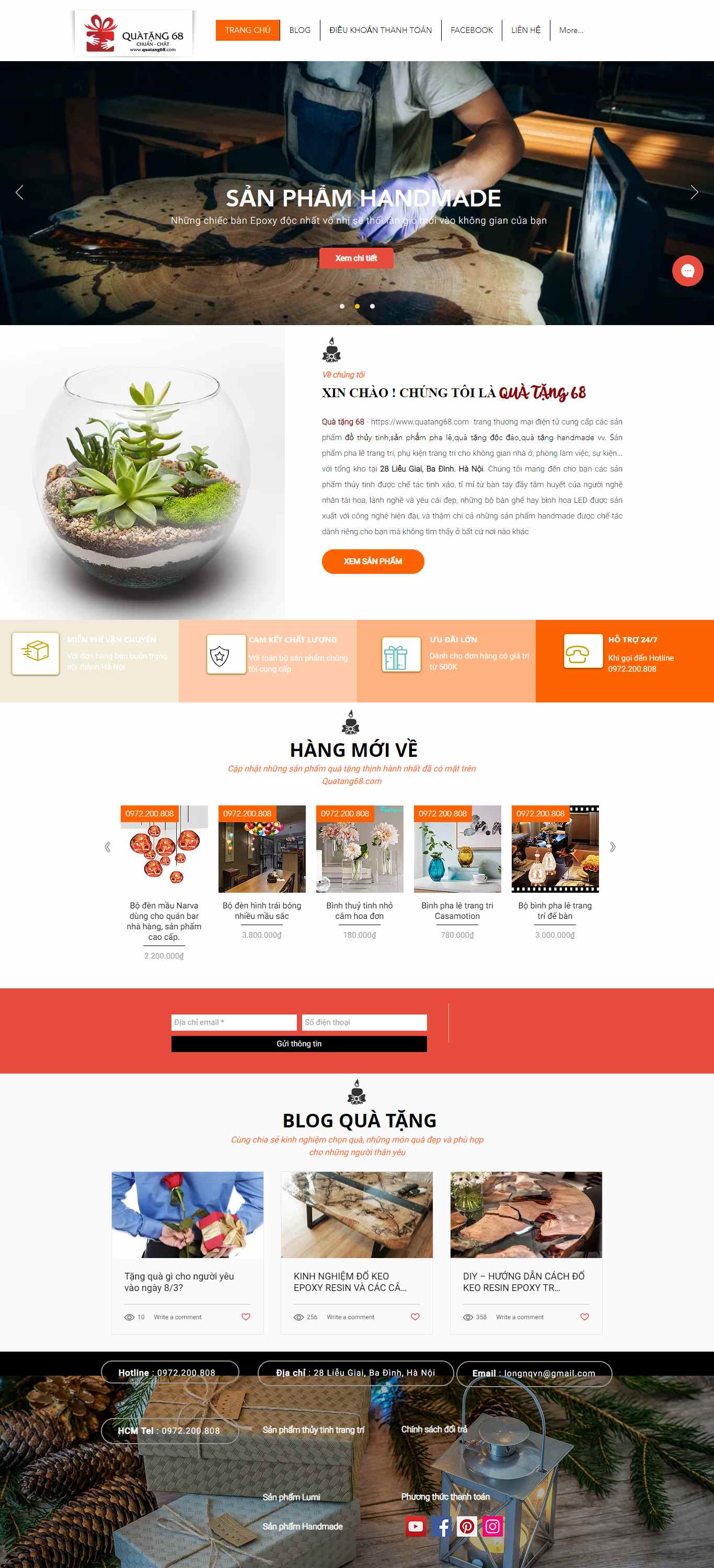 Thiết kế Website web pha lê trang trí - wwwquatang68com