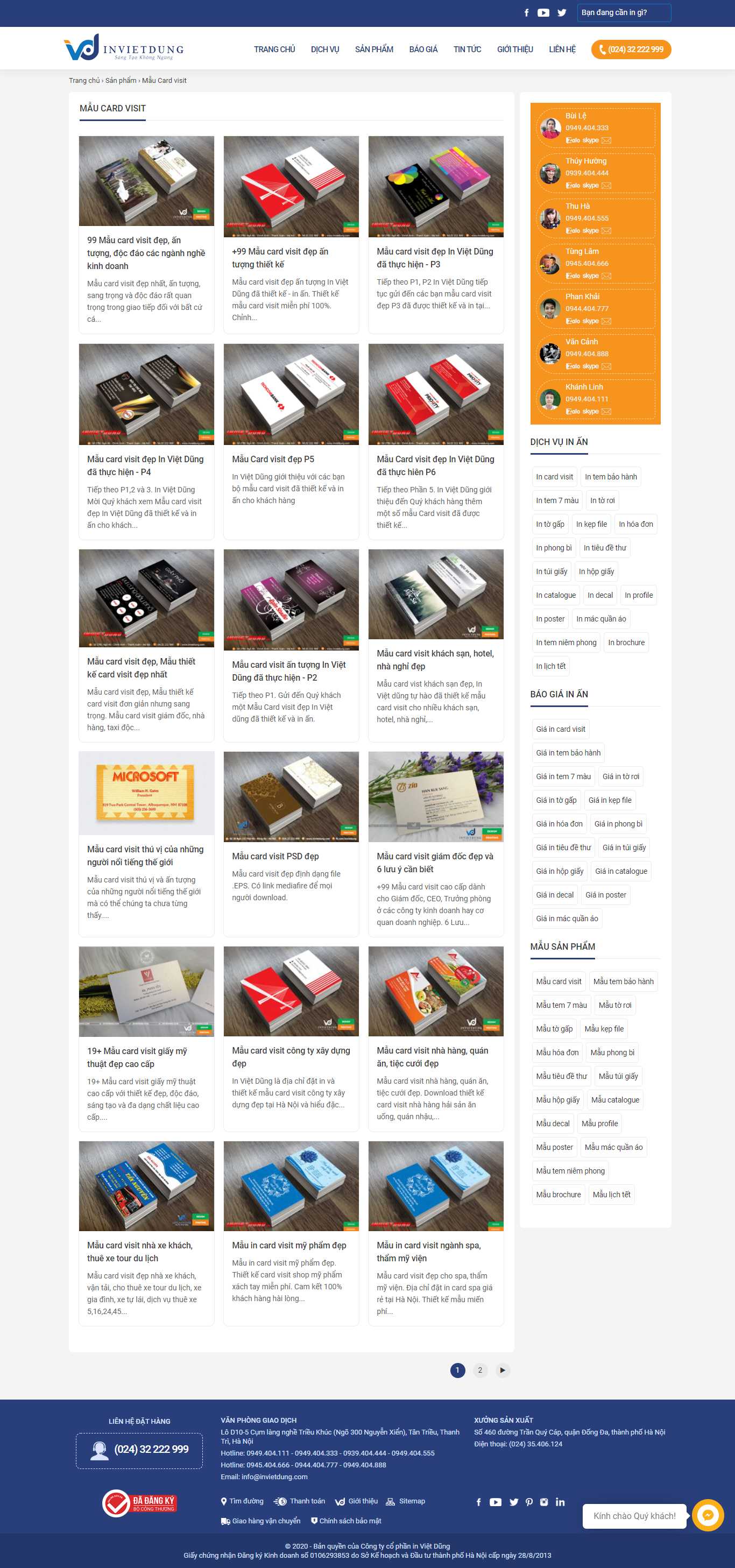 [nhomin] Thiết kế Website Web card visit - invietdungcom