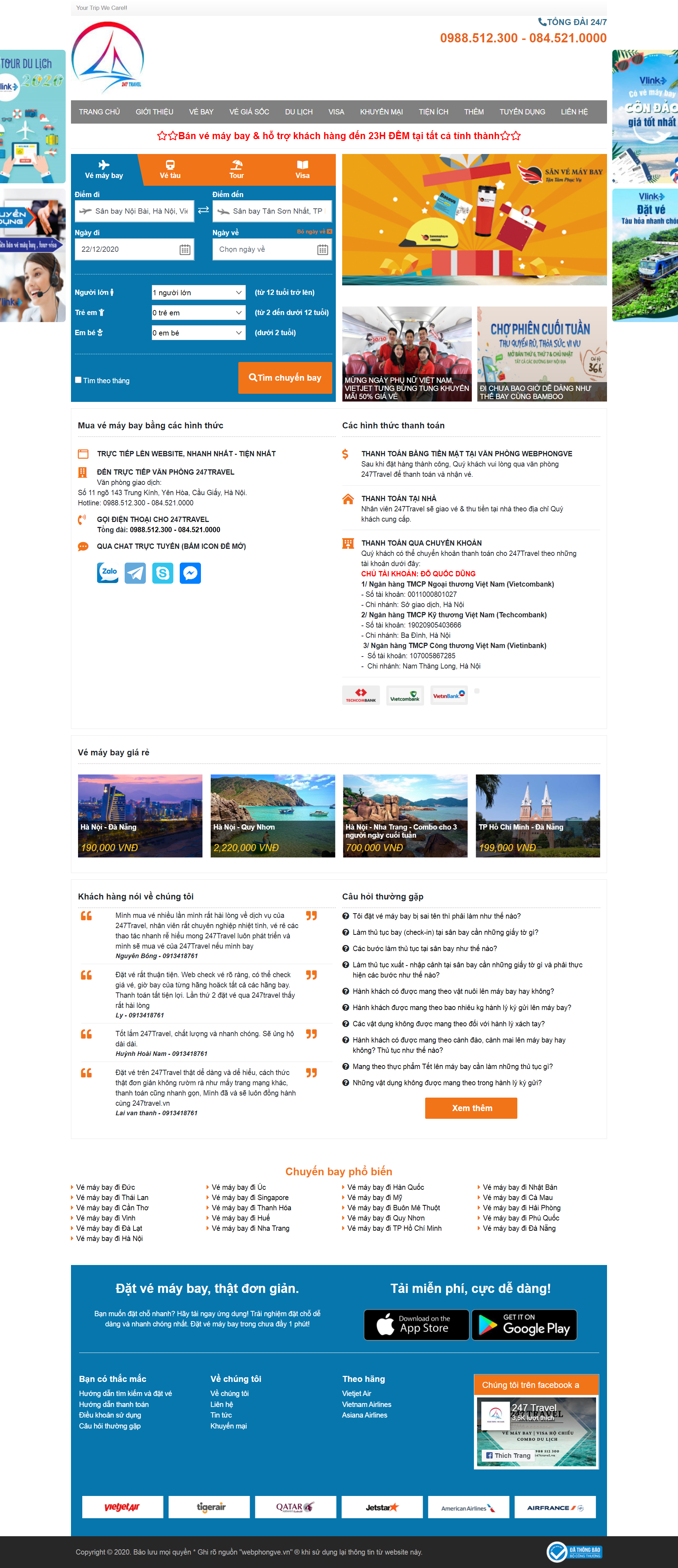 Thiết kế Website Web bán vé máy bay - 247travelvn
